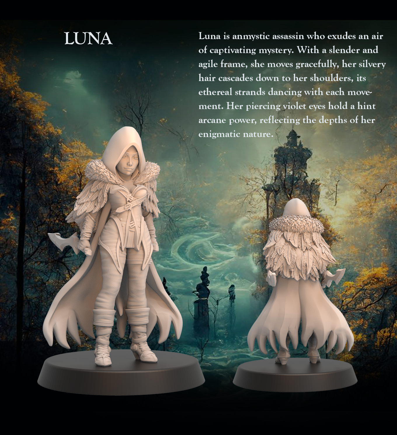 Mystic Assassin Rogue Luna -Assassin Mystic Rogue Daggers - 32mm - Heroic scale