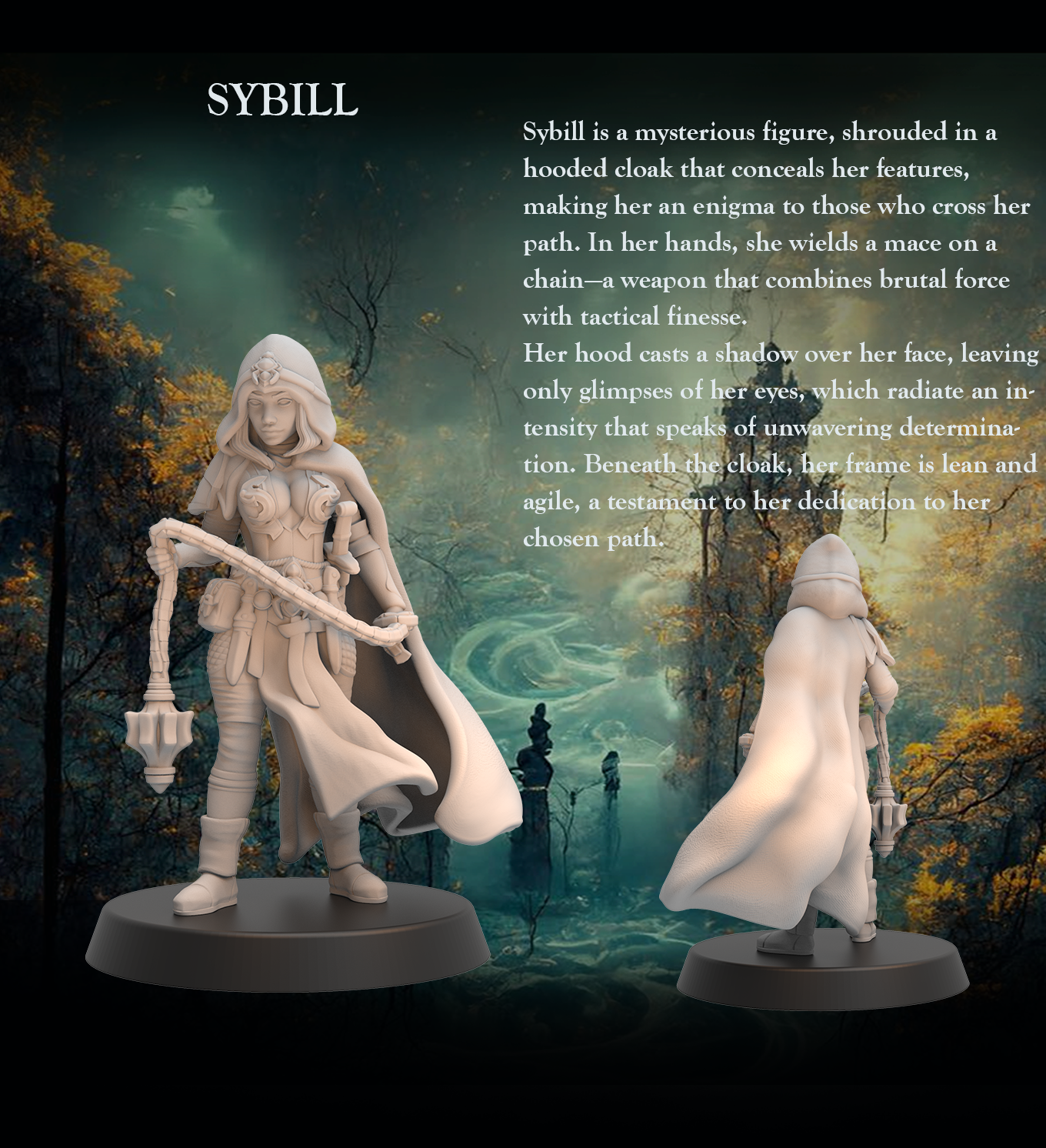 Hooded Mace Mercenary Sybill - Hooded Mace mercenary - 32mm - Heroic scale