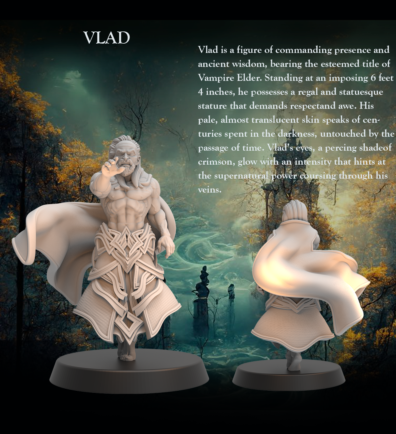 Vampire Elder Vlad - Vampire Lord Ancient Vampire Elder– Undead Sorcerer - 32mm - Heroic scale