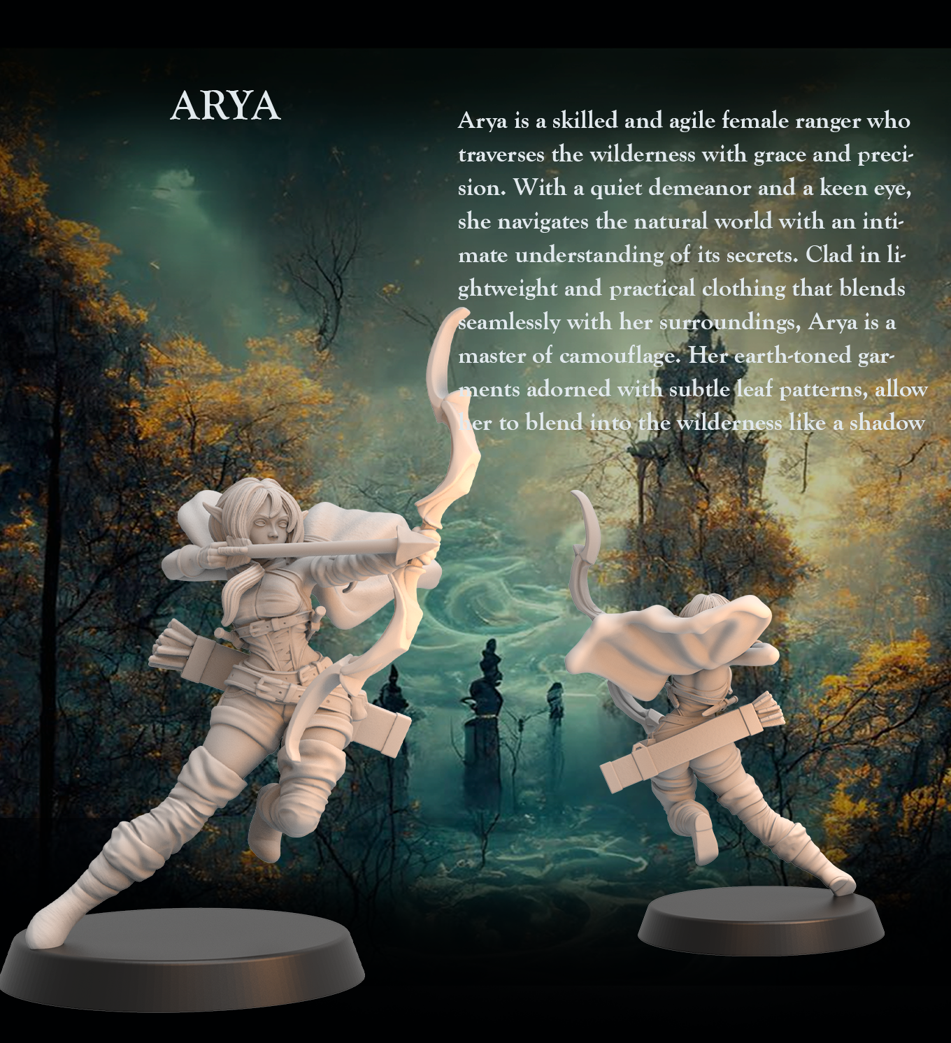 Archer Arya - Elven Archer Huntress Ranger - 32mm - Heroic scale