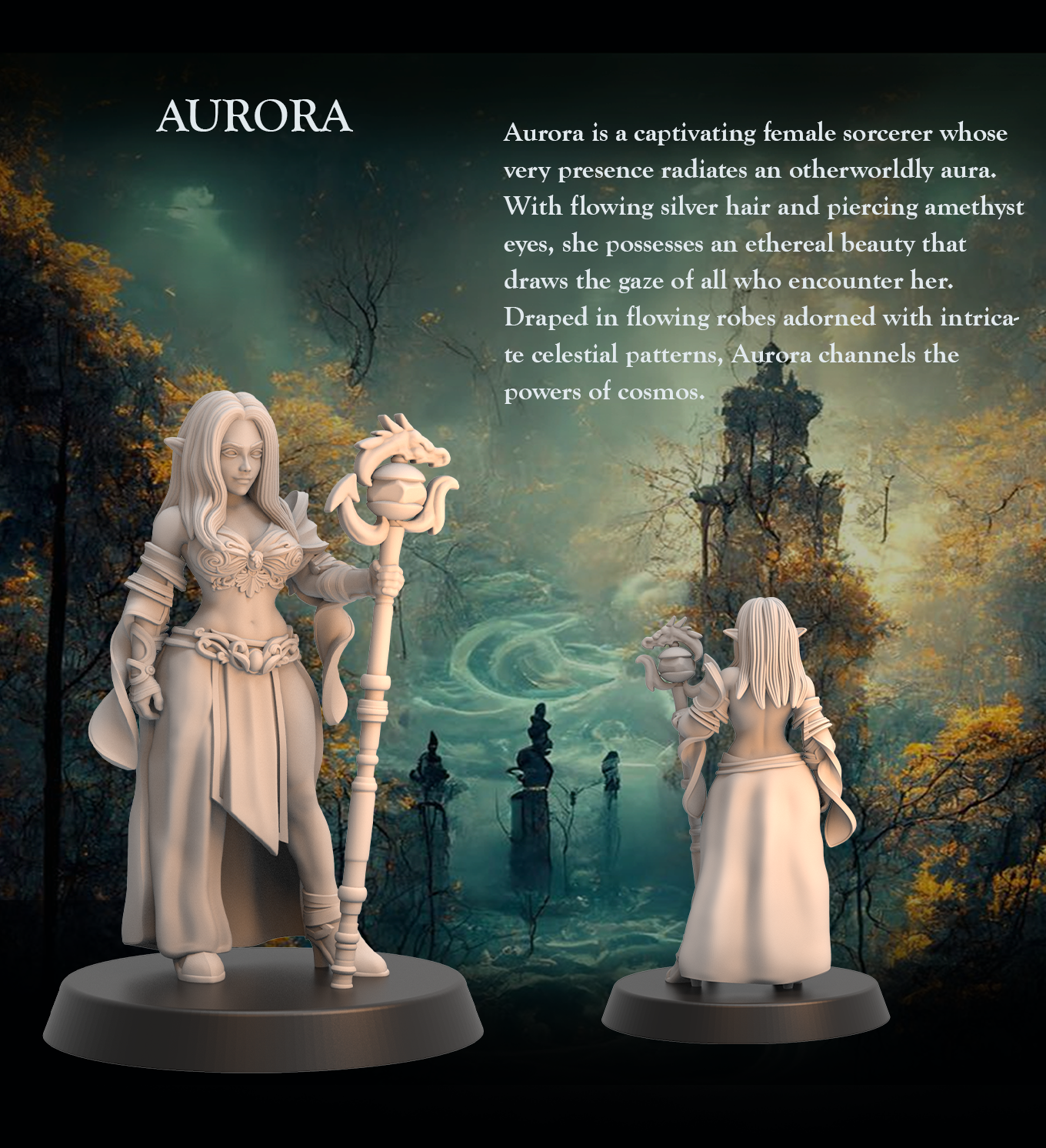Elf Sorcerer Aurora - Elf Sorcerer Mage Sorcerer - 32mm - Heroic scale