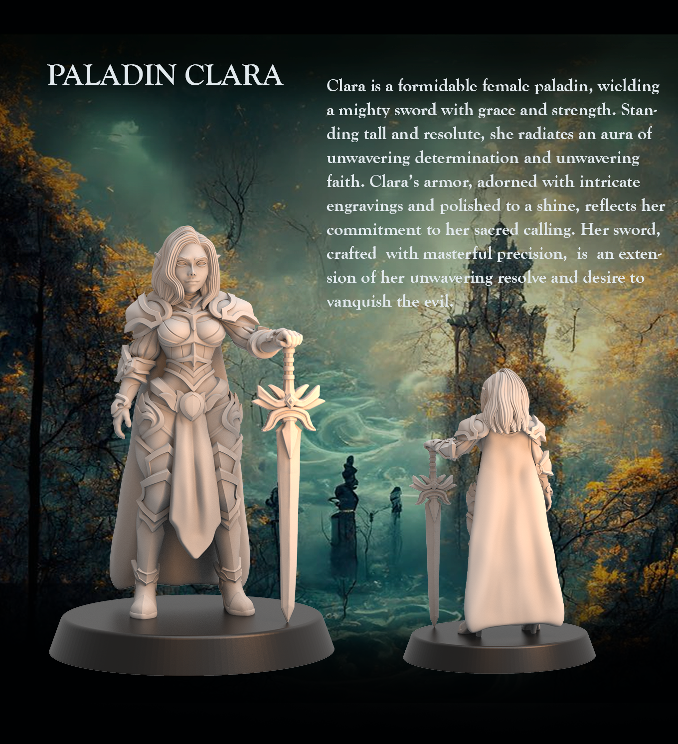 Female Paladin Warrior Clara - Female Warrior Paladin - 32mm - Heroic scale