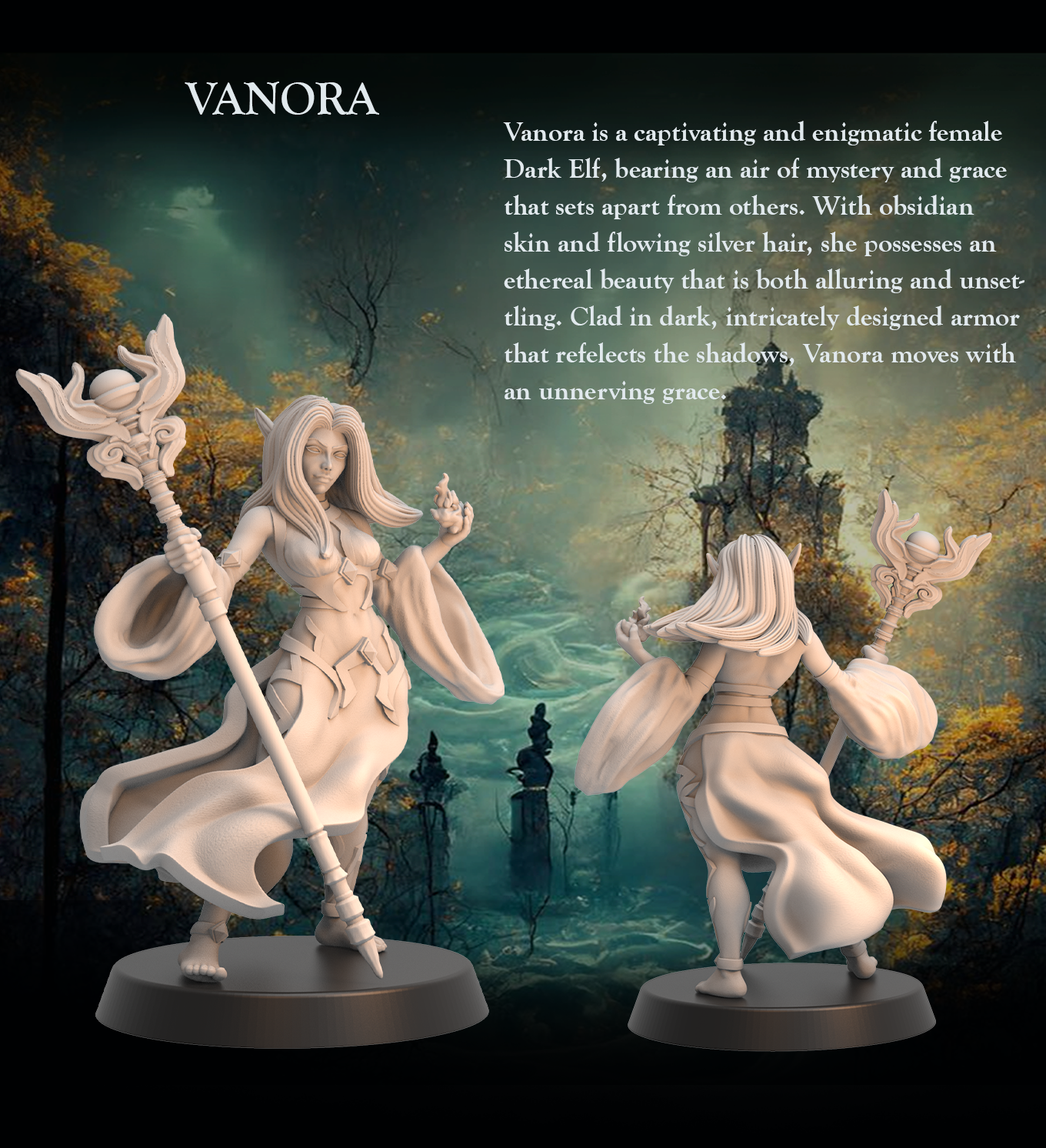 Dark Elf Sorceress Vanora - Dark Elf Sorceress - 32mm - Heroic scale