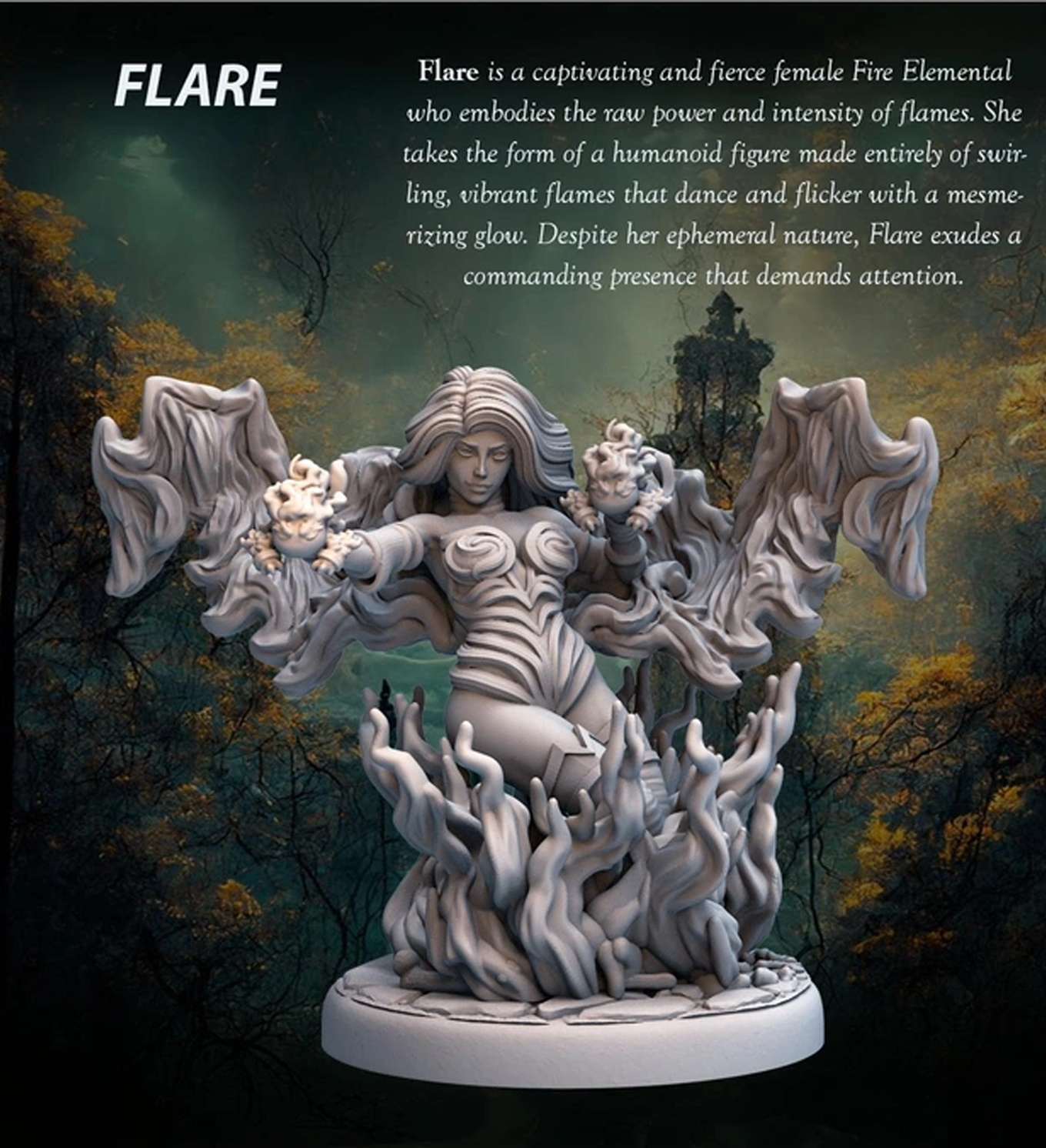 Fire Elemental Flare - Female Fire Elemental - 32mm - Heroic scale