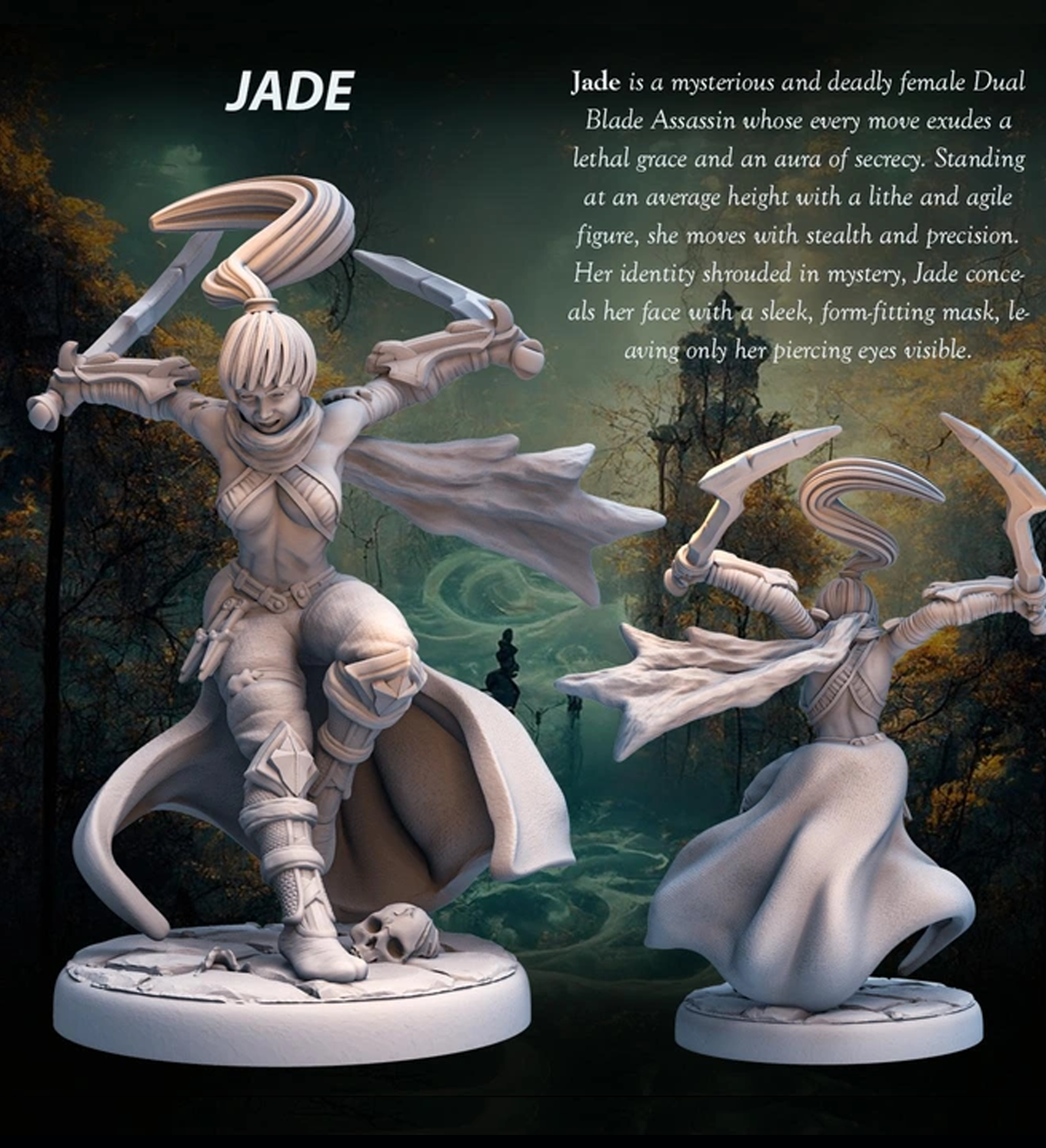 Jade Rogue Assassin rogue Dual Blade Assassin - 32mm - Heroic scale