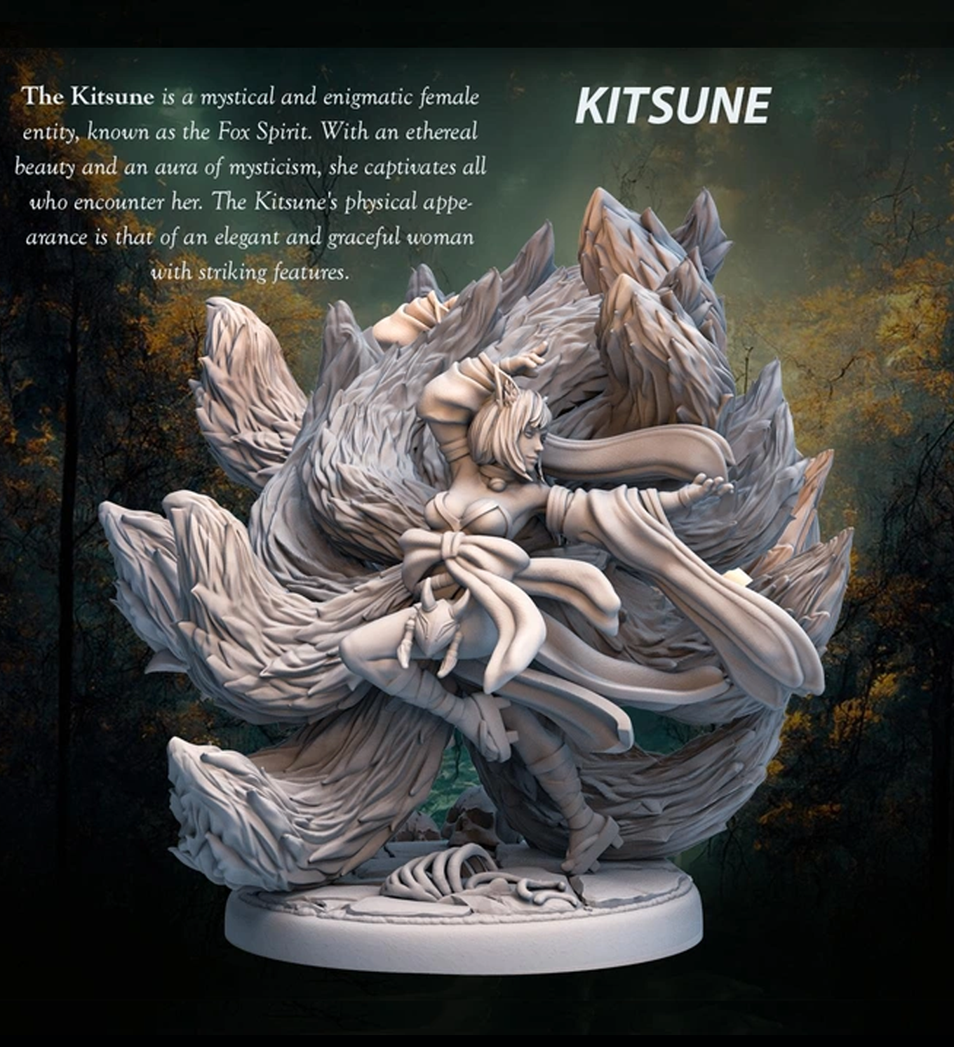 Fox Spirit Kitsune -Nine Tail Fox Spirit X32mm - Heroic scale