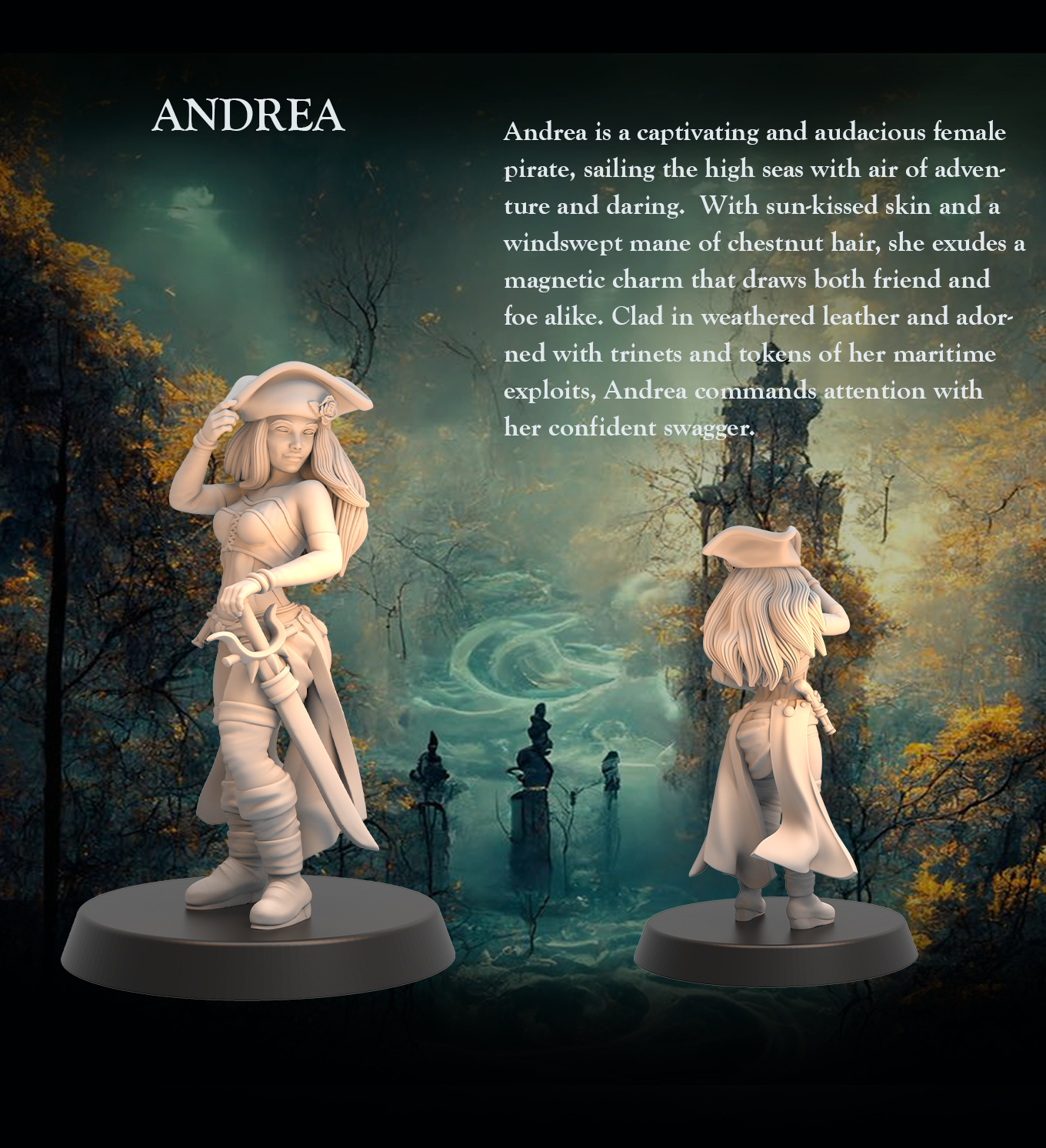 Adventurer Pirate Andrea - Pirate Adventurer Swashbuckler - 32mm - Heroic scale