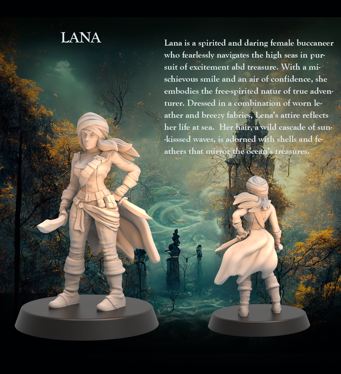 Pirate Fighter Lana - Fighter Fighter Adventurer 32mm - Heroic scale