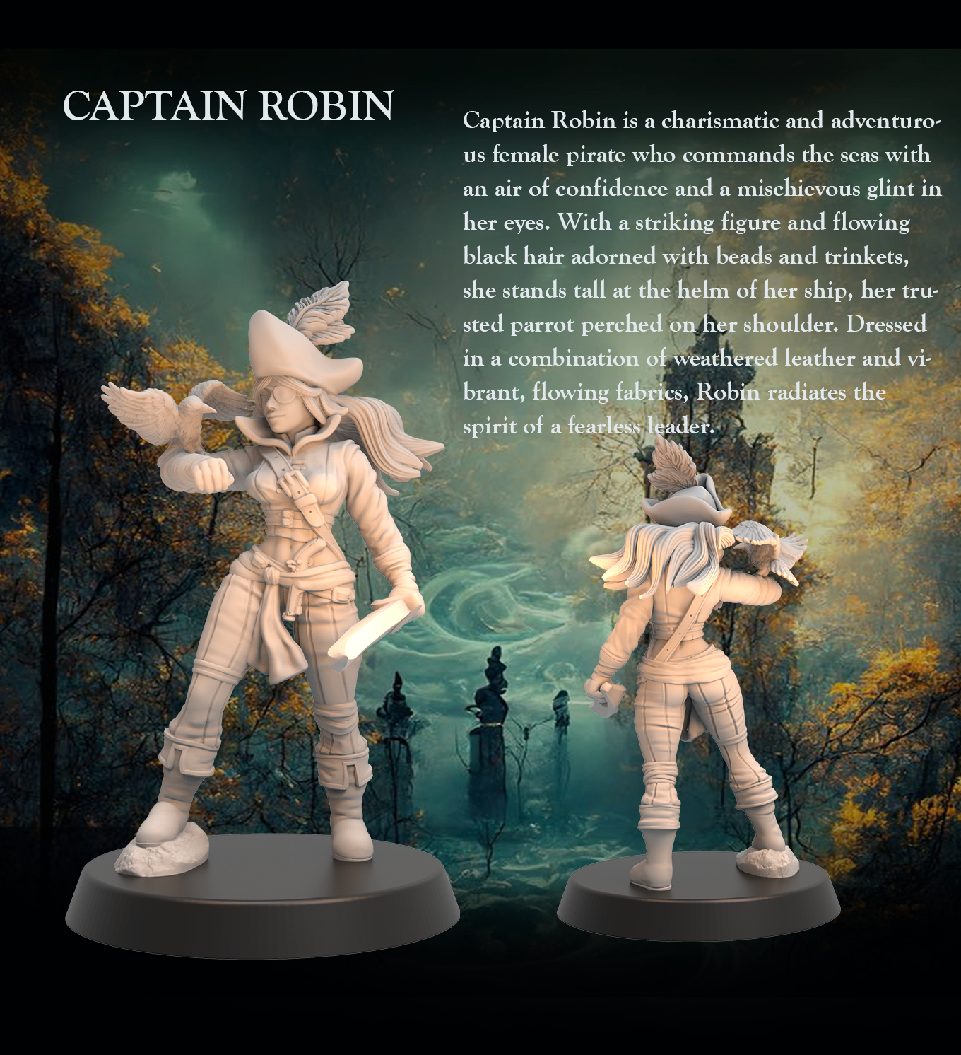 Parrot Pirate Robin - Pirate Captain with Parrot - 32mm - Heroic scale