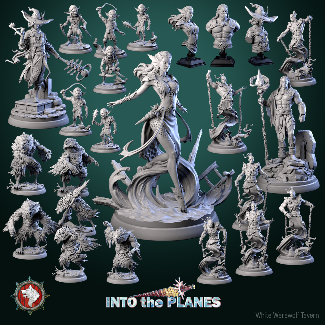 'Into the planes' September 2024 release 24 STL's miniatures pre-supported + dnd 5e stats block