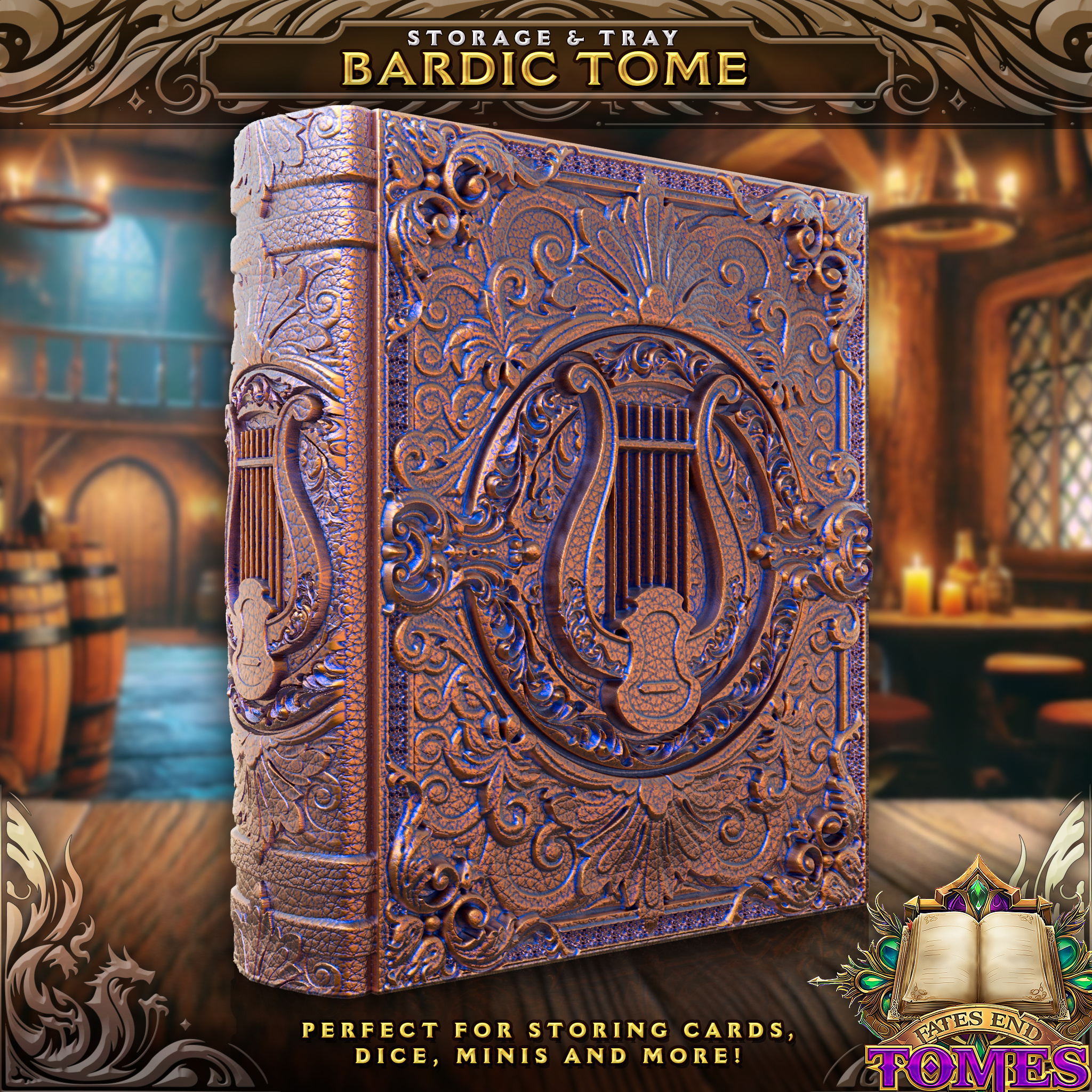 Bard Tome - Perfect for storing cards, dice, minis and more!