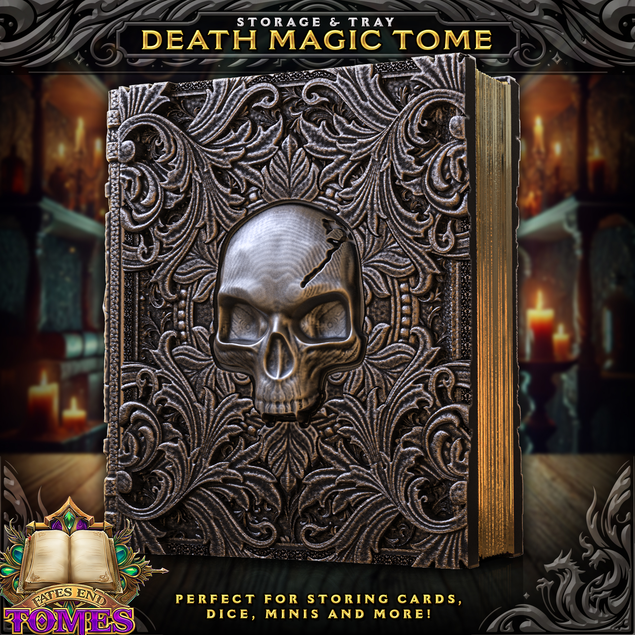 Death Magic Tome - Perfect for storing cards, dice, minis and more!