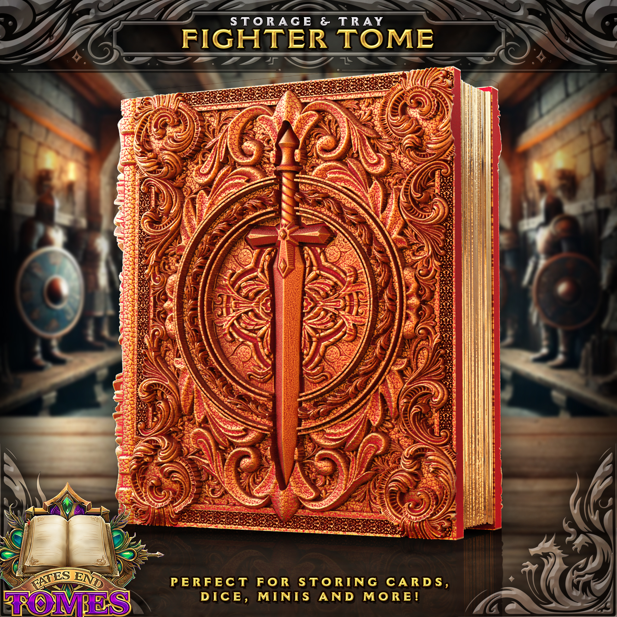 Fighter Tome - Perfect for storing cards, dice, minis and more!