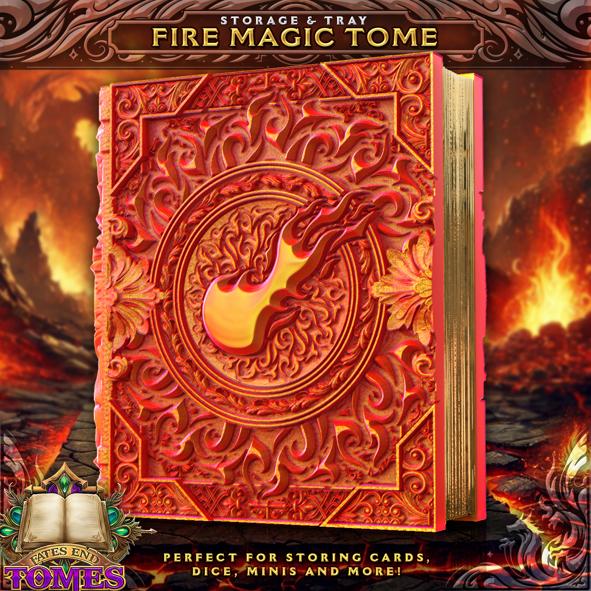 Fire Magic Tome - Perfect for storing cards, dice, minis and more!