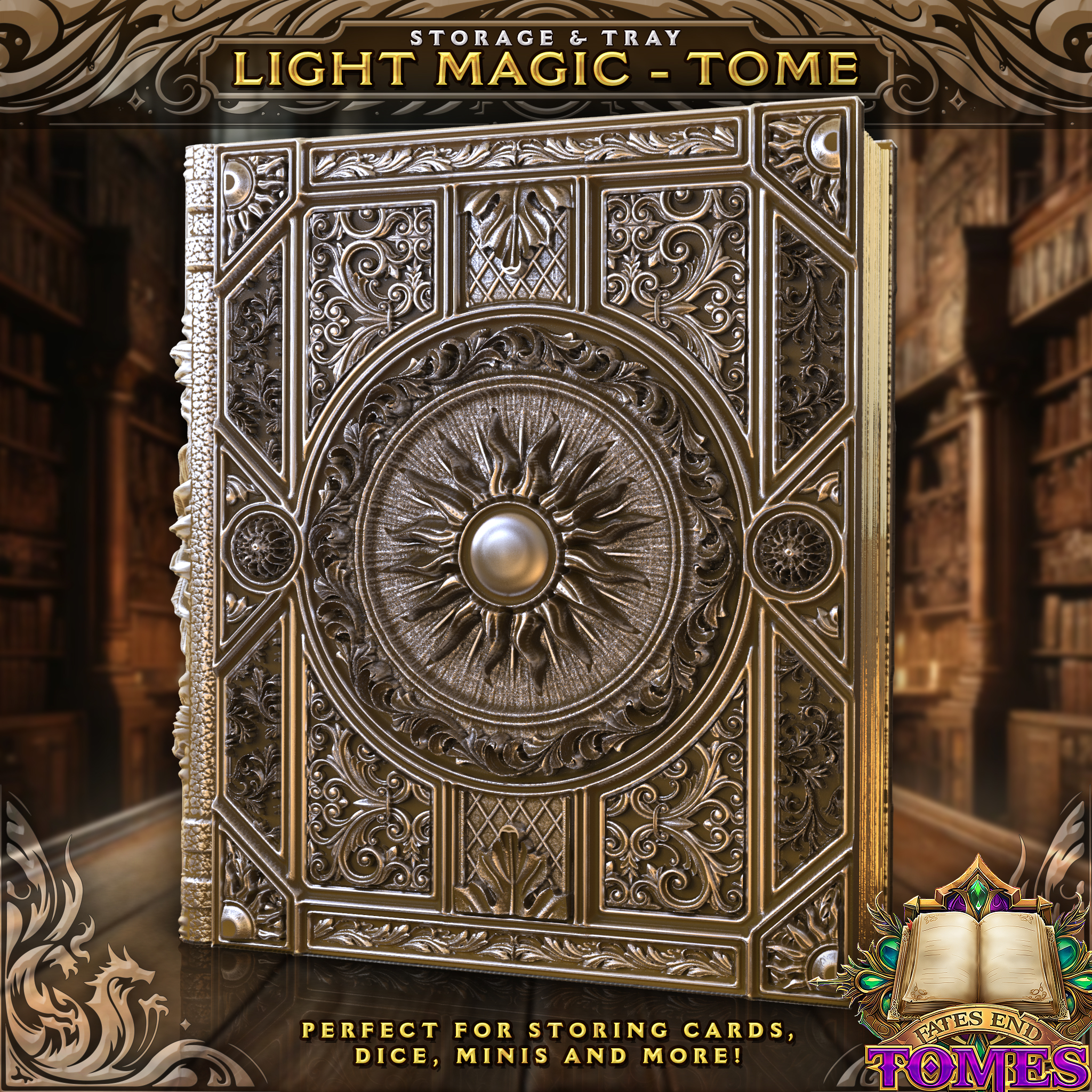 Light Magic Tome - Perfect for storing cards, dice, minis and more!