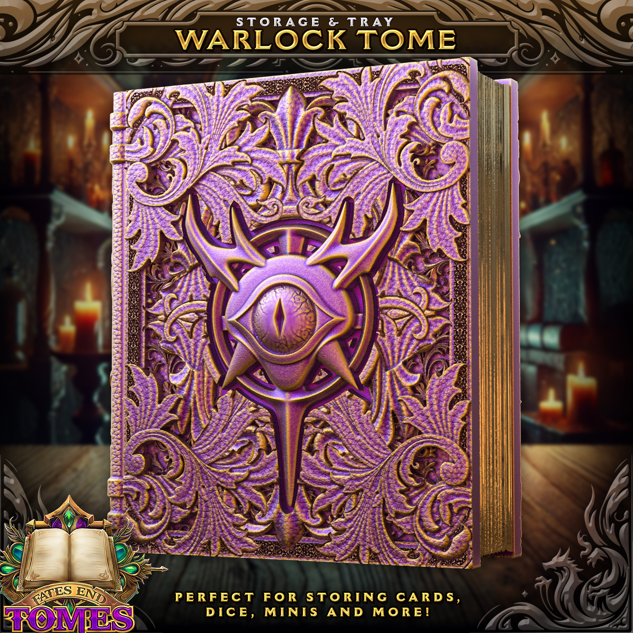 Warlock Tome - Perfect for storing cards, dice, minis and more!