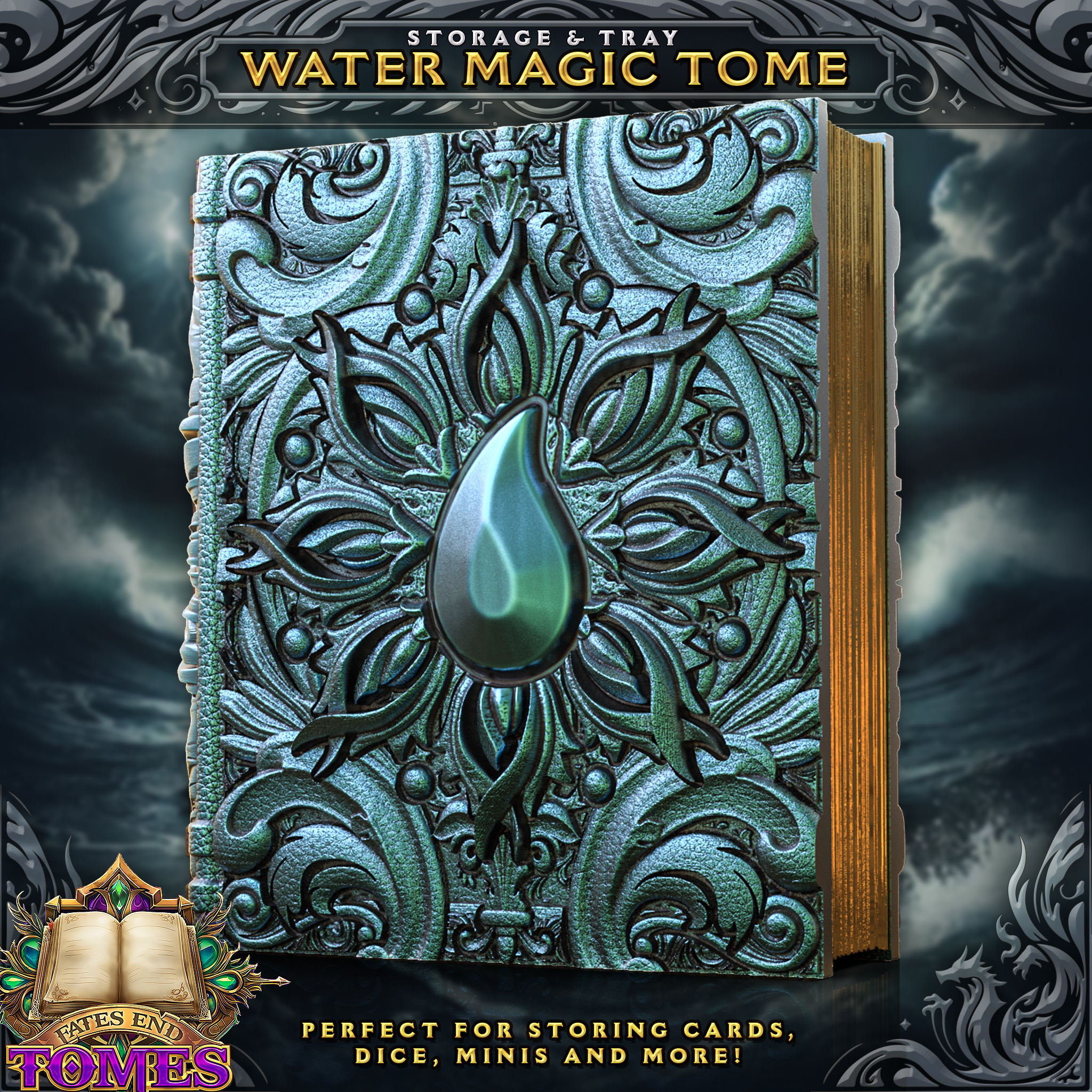 Water Magic Tome - Perfect for storing cards, dice, minis and more!