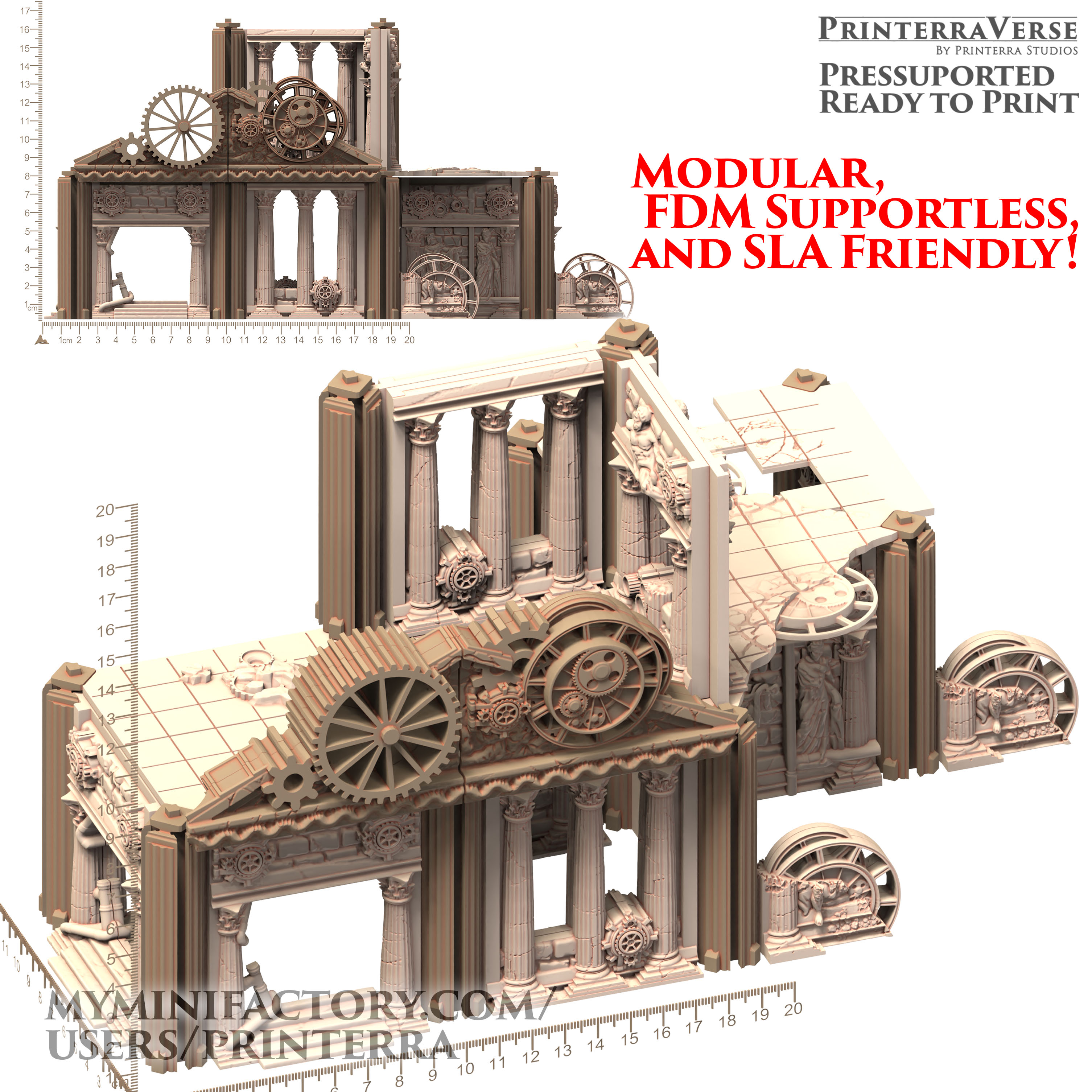039 ROMANUS Modular FDM SUpportless SLA Friendly Mechanical Temple terrain
