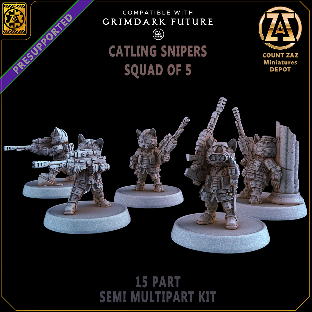 CATLING SNIPERS - 5 POSES - 15 PARTS KIT - New Supports 08/12/25 - check all zips and object parts