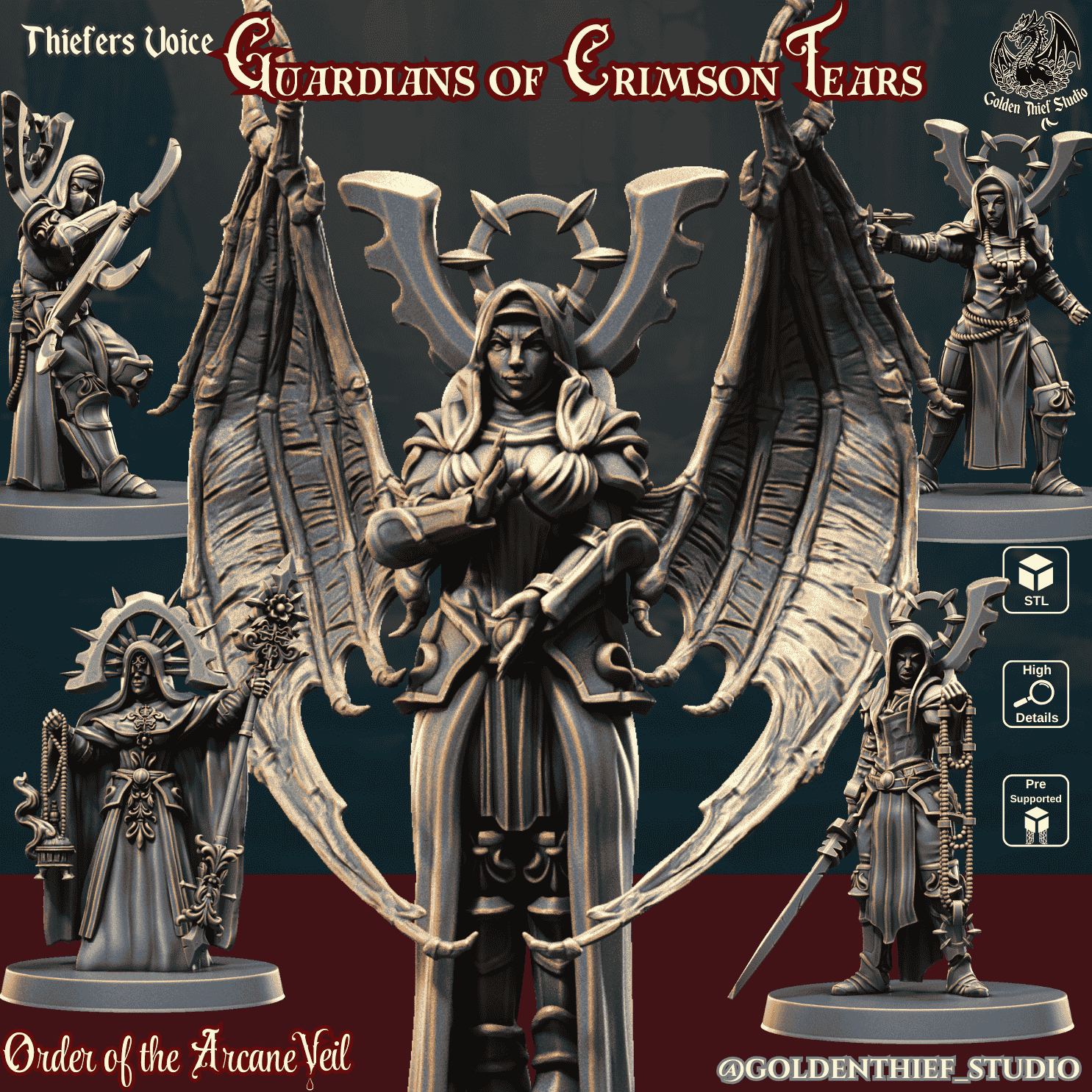 Guardians of Crimson Tears – Grimdark Cursed Nuns Miniatures | 3D Printable STL for Wargames & RPGs