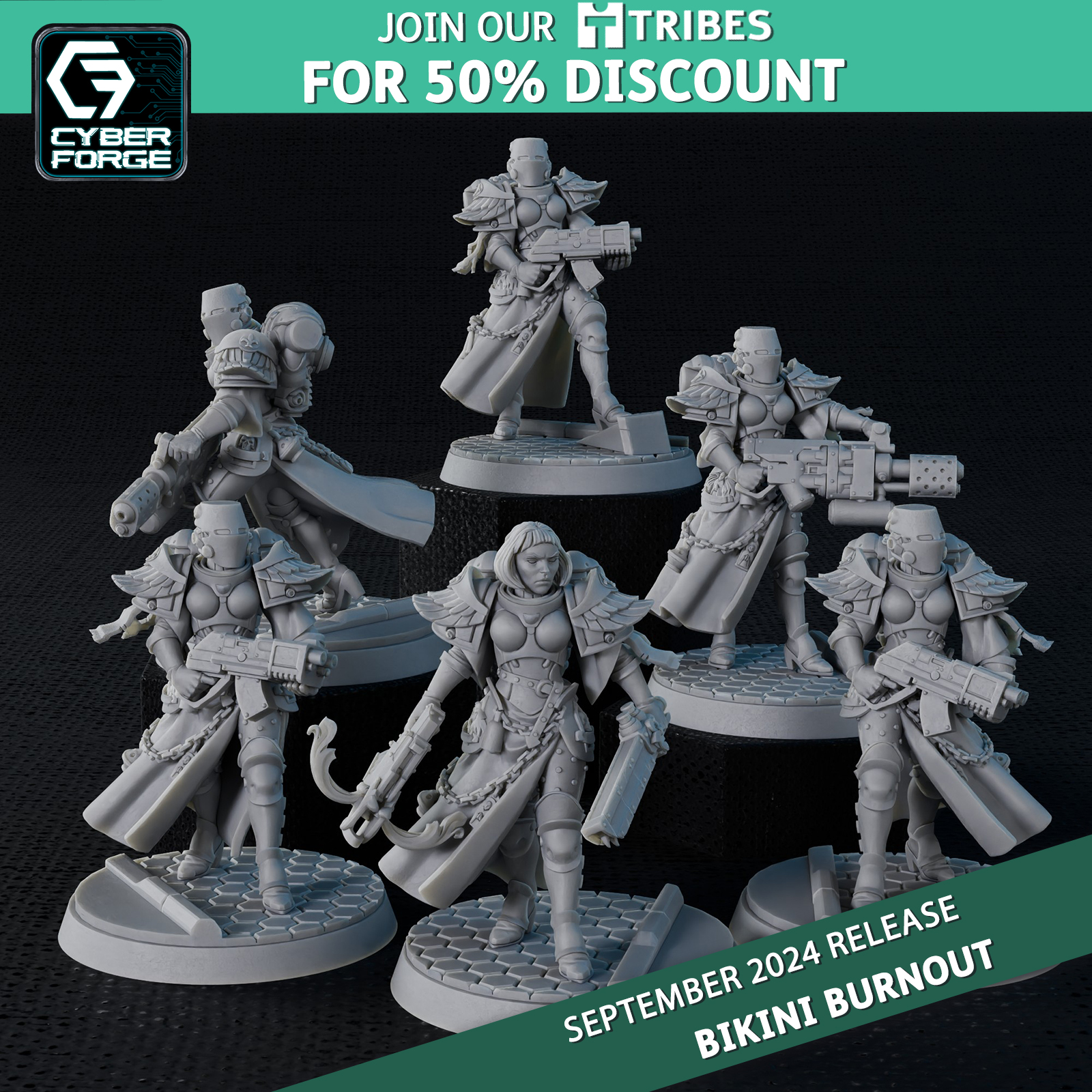 Sisters Battle Squad - Bikini Burnout - Cyber Forge Miniatures September 2024