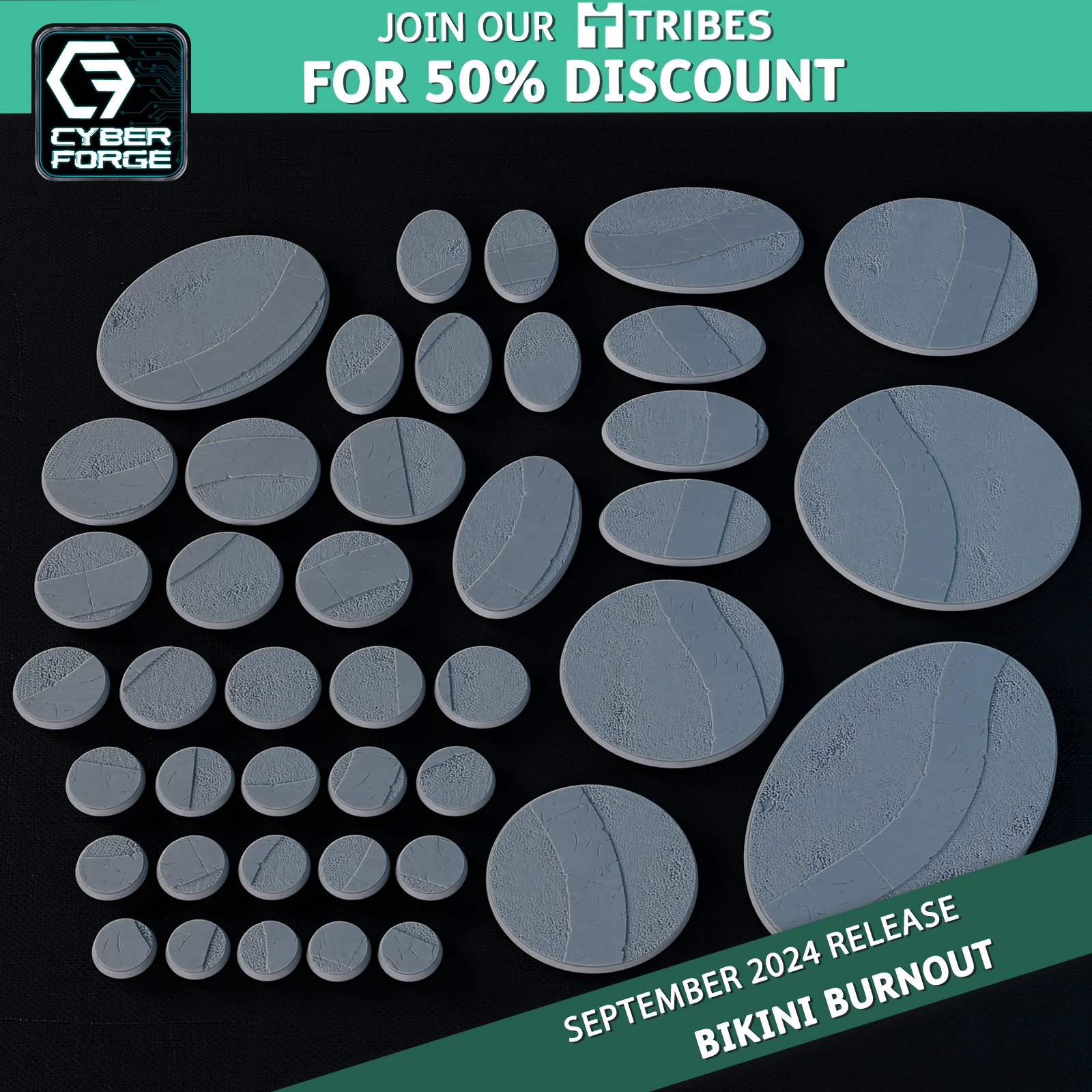 Bases - Bikini Burnout - Cyber Forge Miniatures September 2024