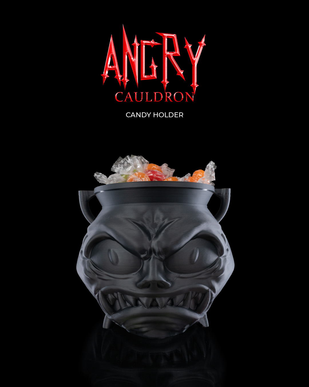 Angry Cauldron Candy Holder
