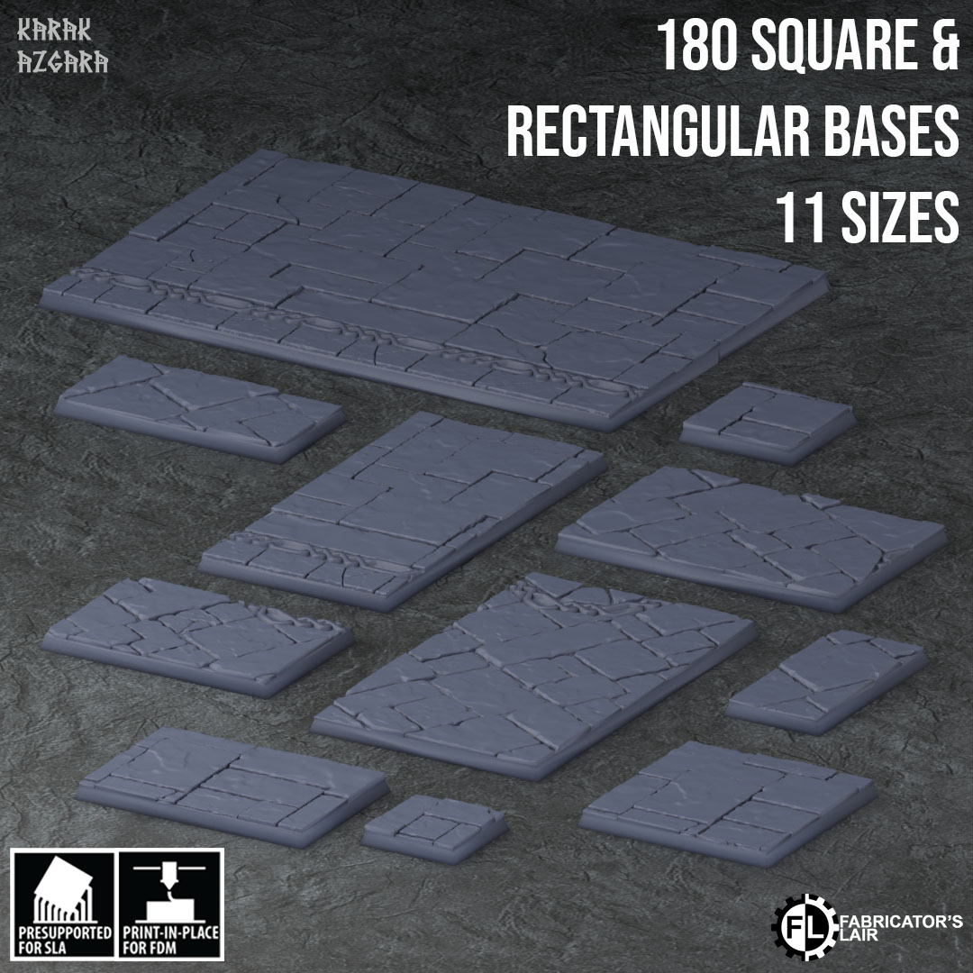 180 Square & Rectangular bases - 12 sizes - Stone Pavement