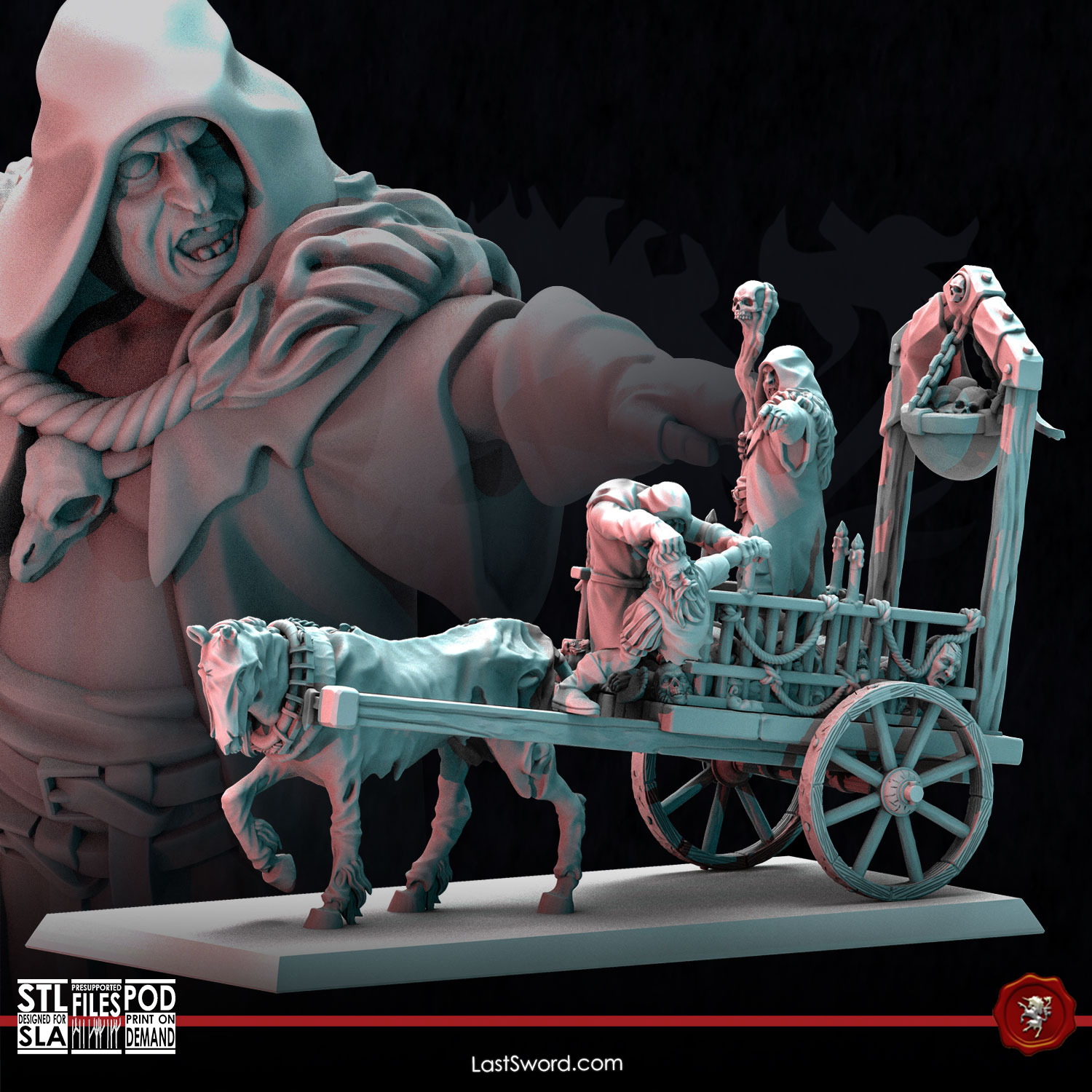 Corpse Cart | Pre-Supported | 30mm Fantasy