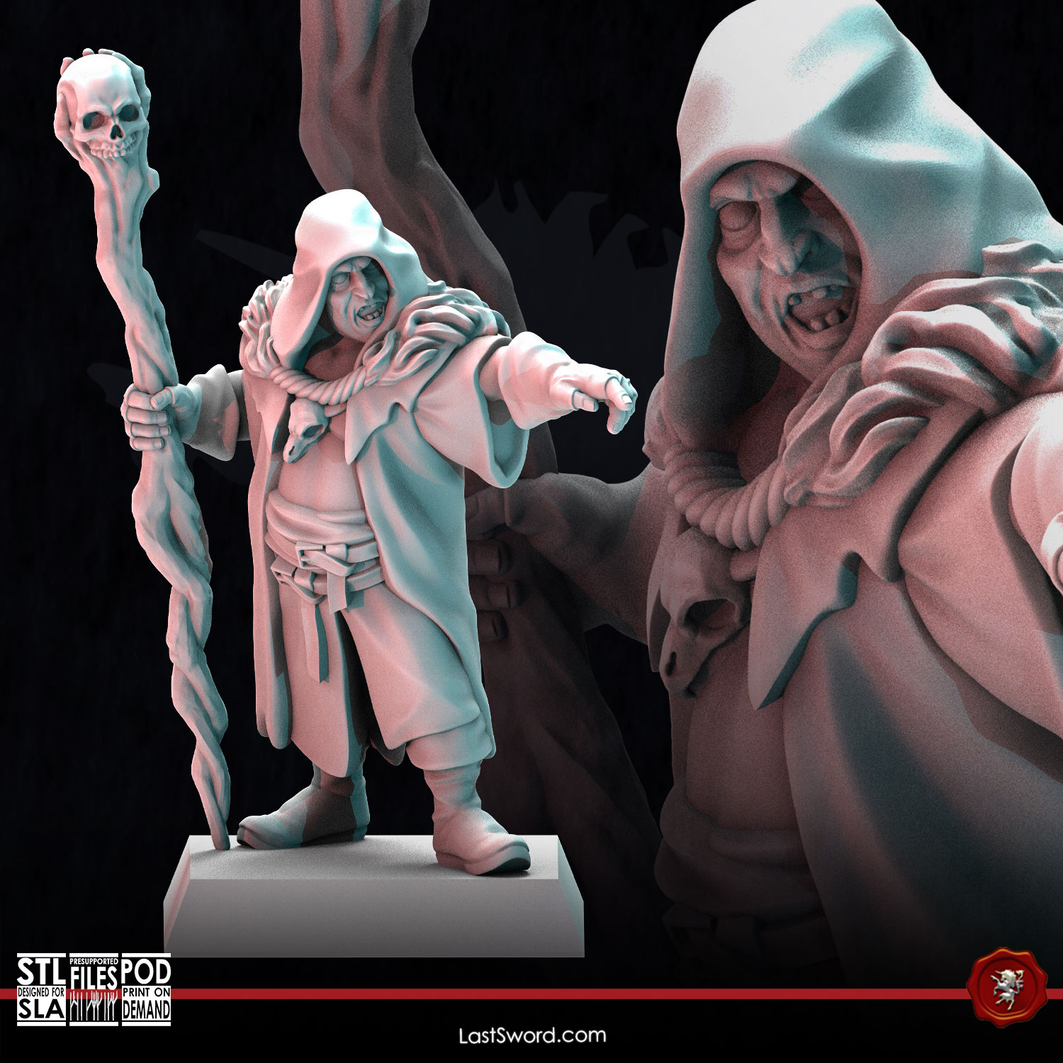 Corpse Cart Necromancer on foot | Pre-Supported | 30mm Undead