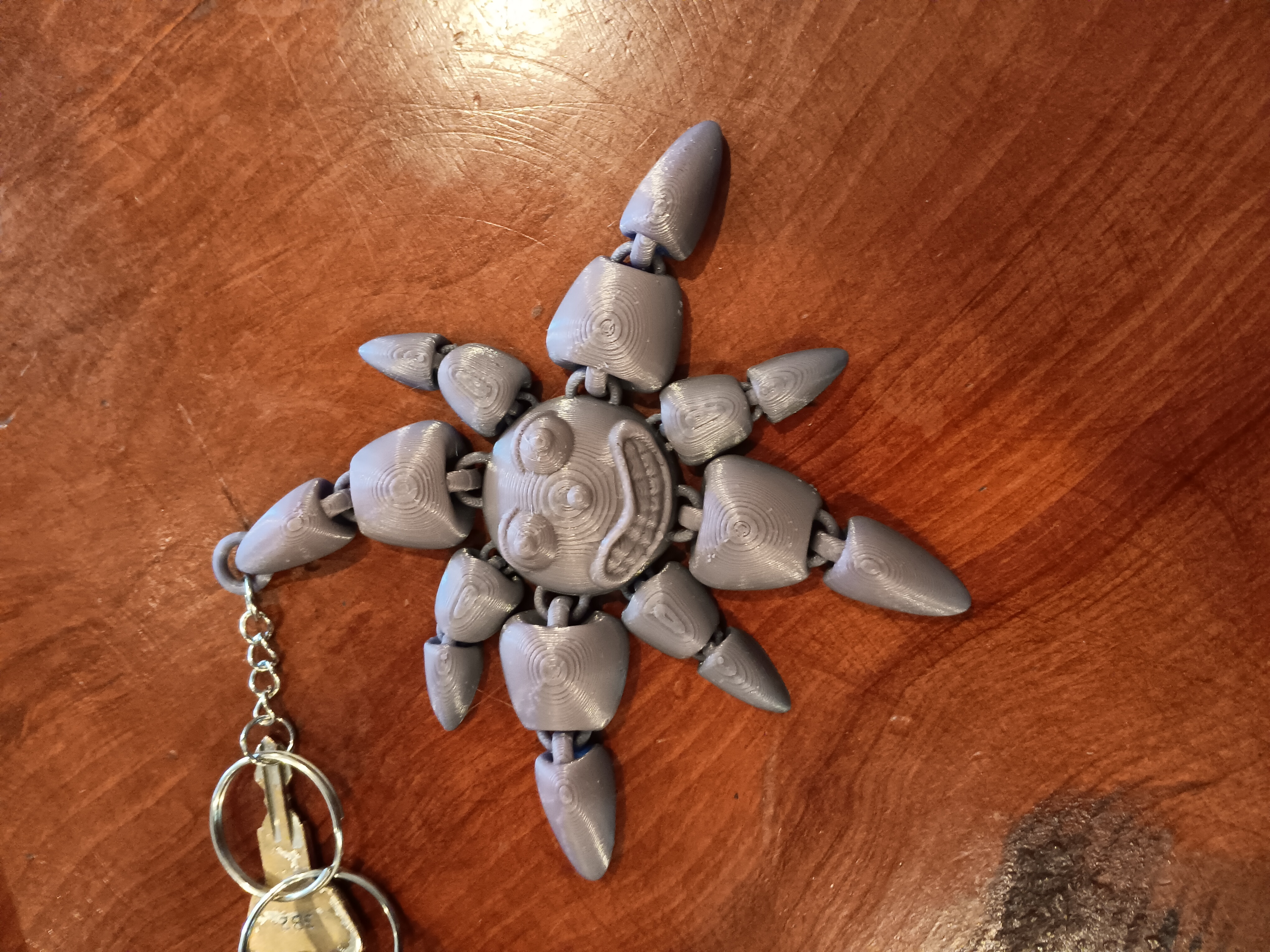 Smiling Sun Keychain - flexi fidget toy - print in place