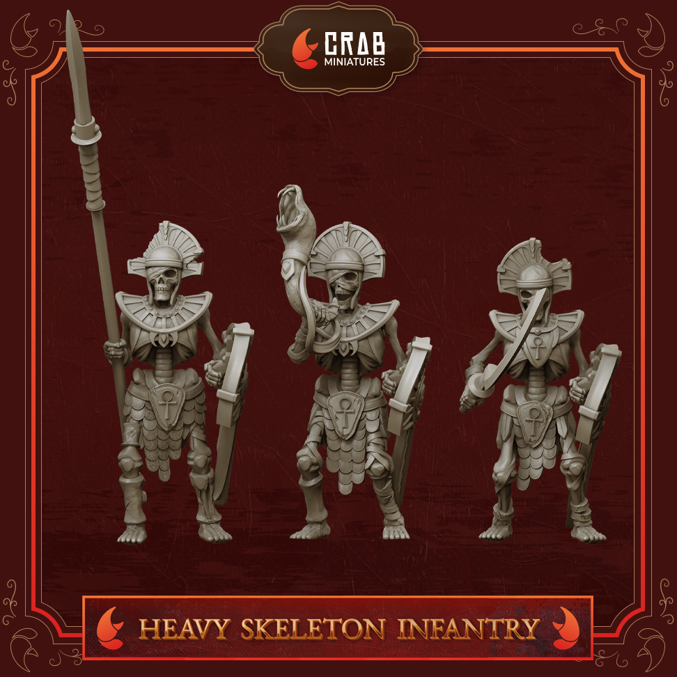 Pharaoh's Legacy: Heavy Skeleton Infantry (Assembled and Modular)