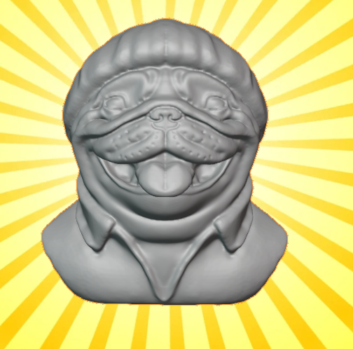 ("4")pug busts with smiling beanie cap