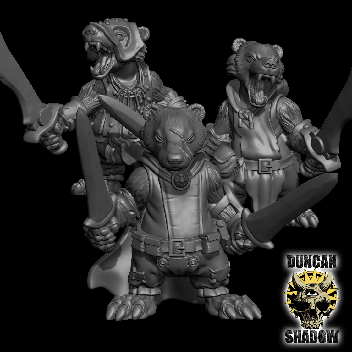 Badger Folk Rangers with Swords (Pre Supported)