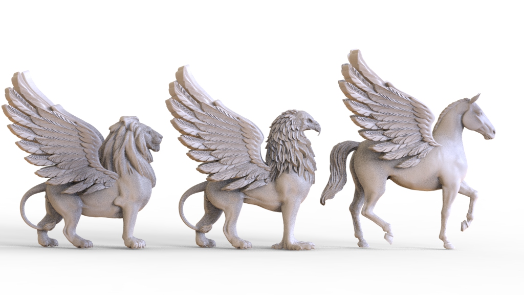 Lion Pegasus Griffin sculptures