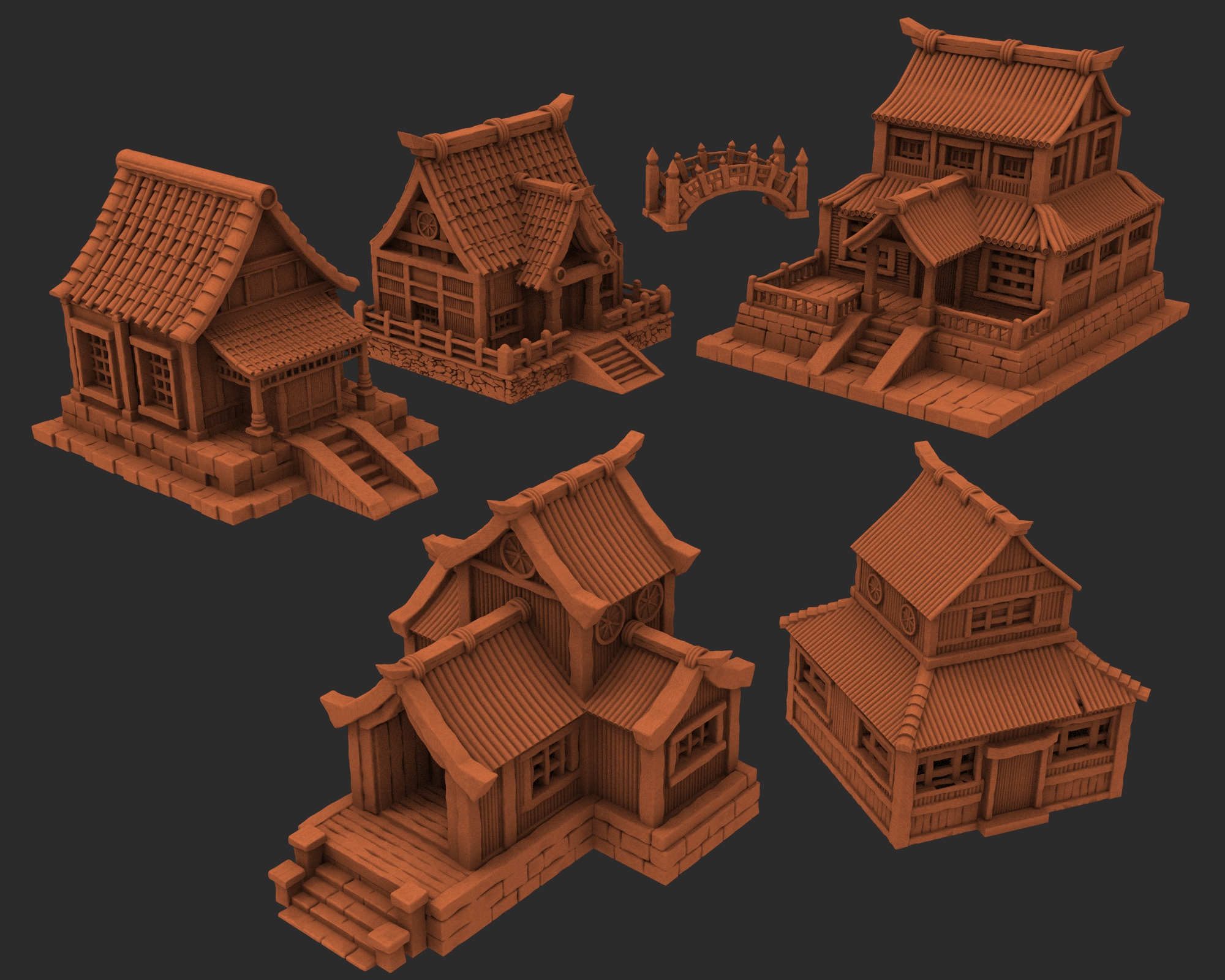 Stylized Japanese architecture
