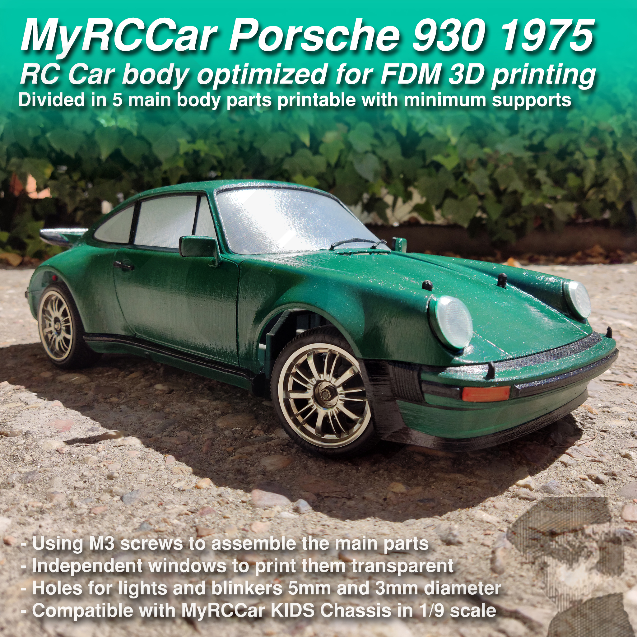 MyRCCar Porsche 911 Turbo 930 1975 RC Car Body