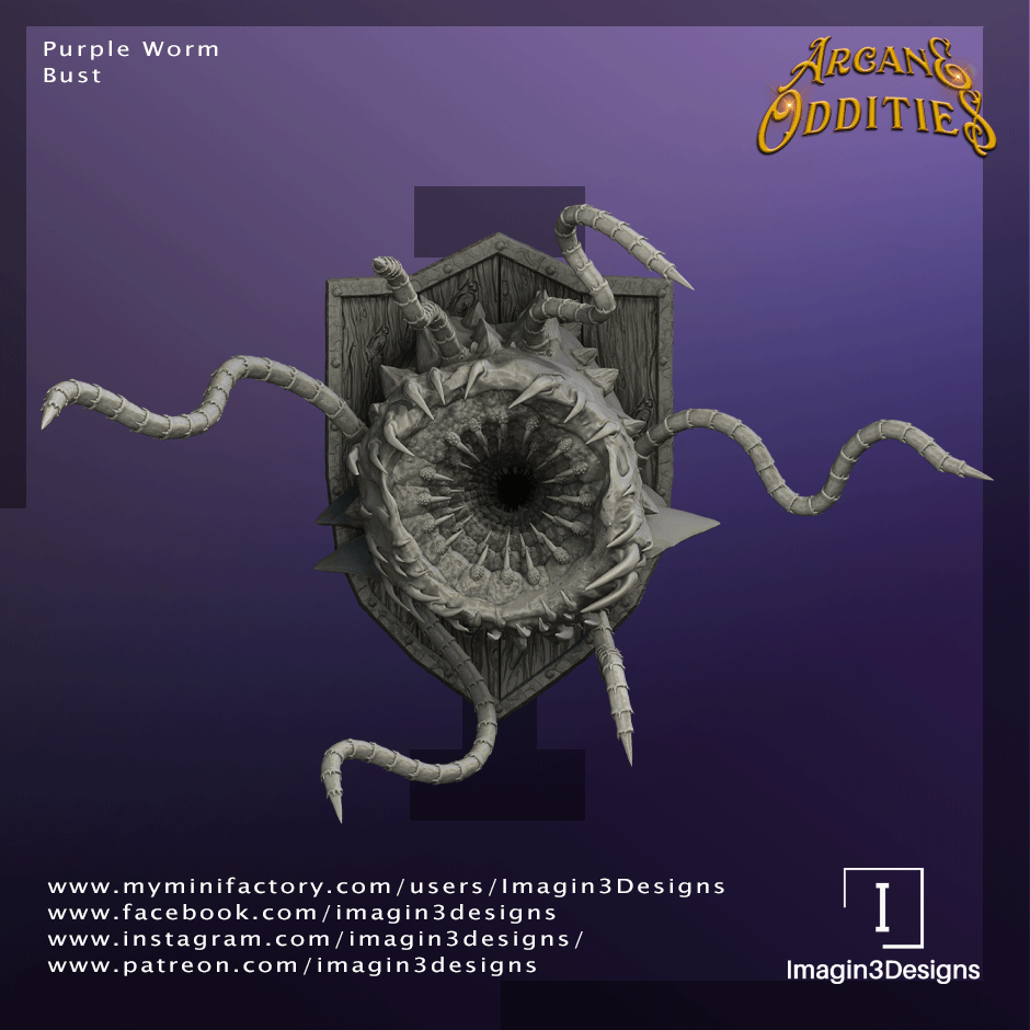 Pre-Supported Purple Worm Bust