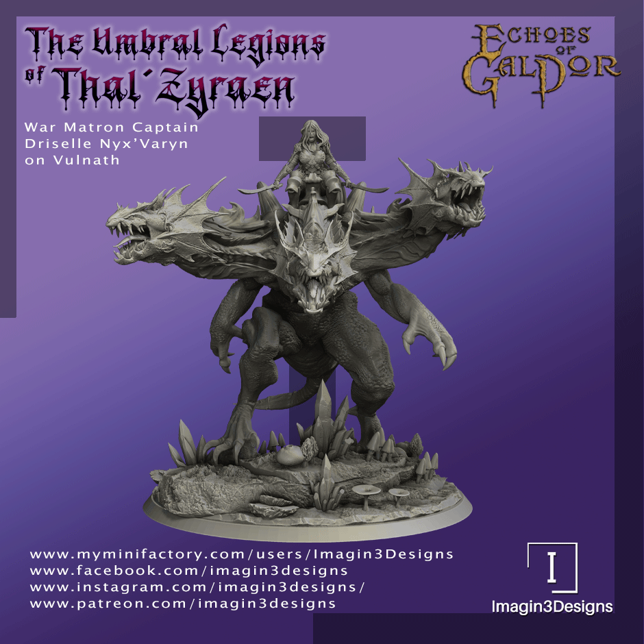 Drow War Matron Captain: Driselle Nyx'Varyn and the Abyssal Hydra: Vulnath