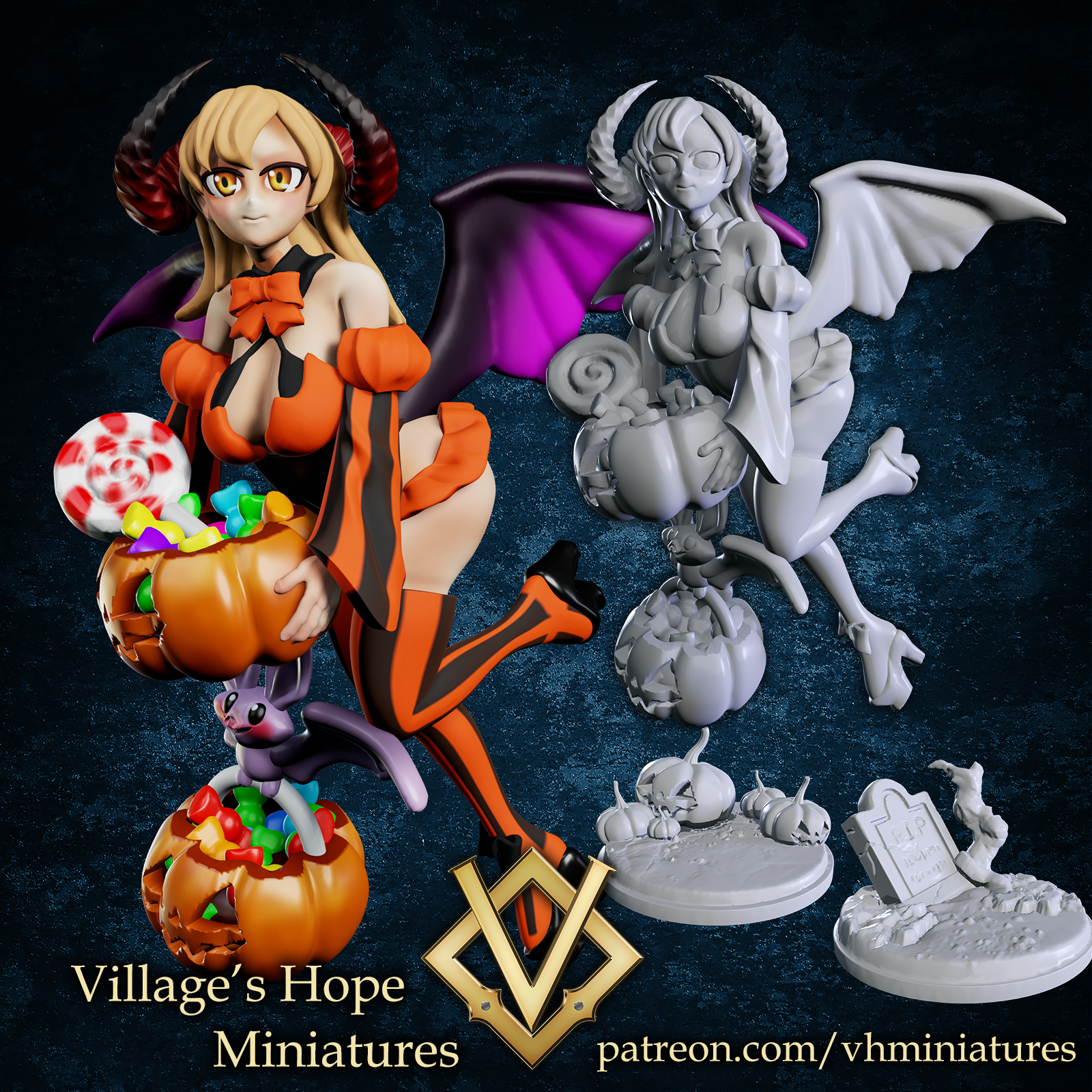 Festive Demon girl , Halloween succubus
