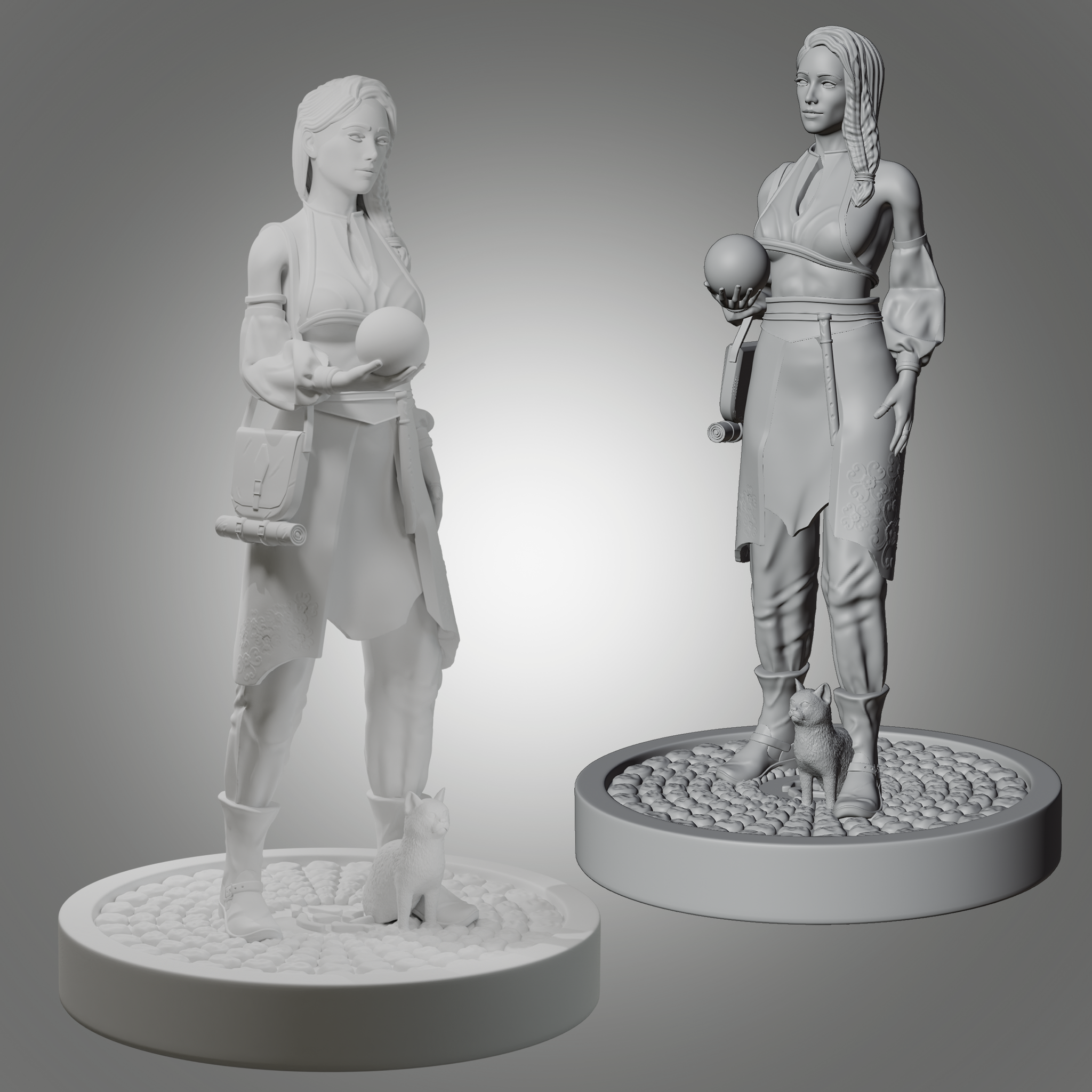 Seeress Mage with Cat and Base