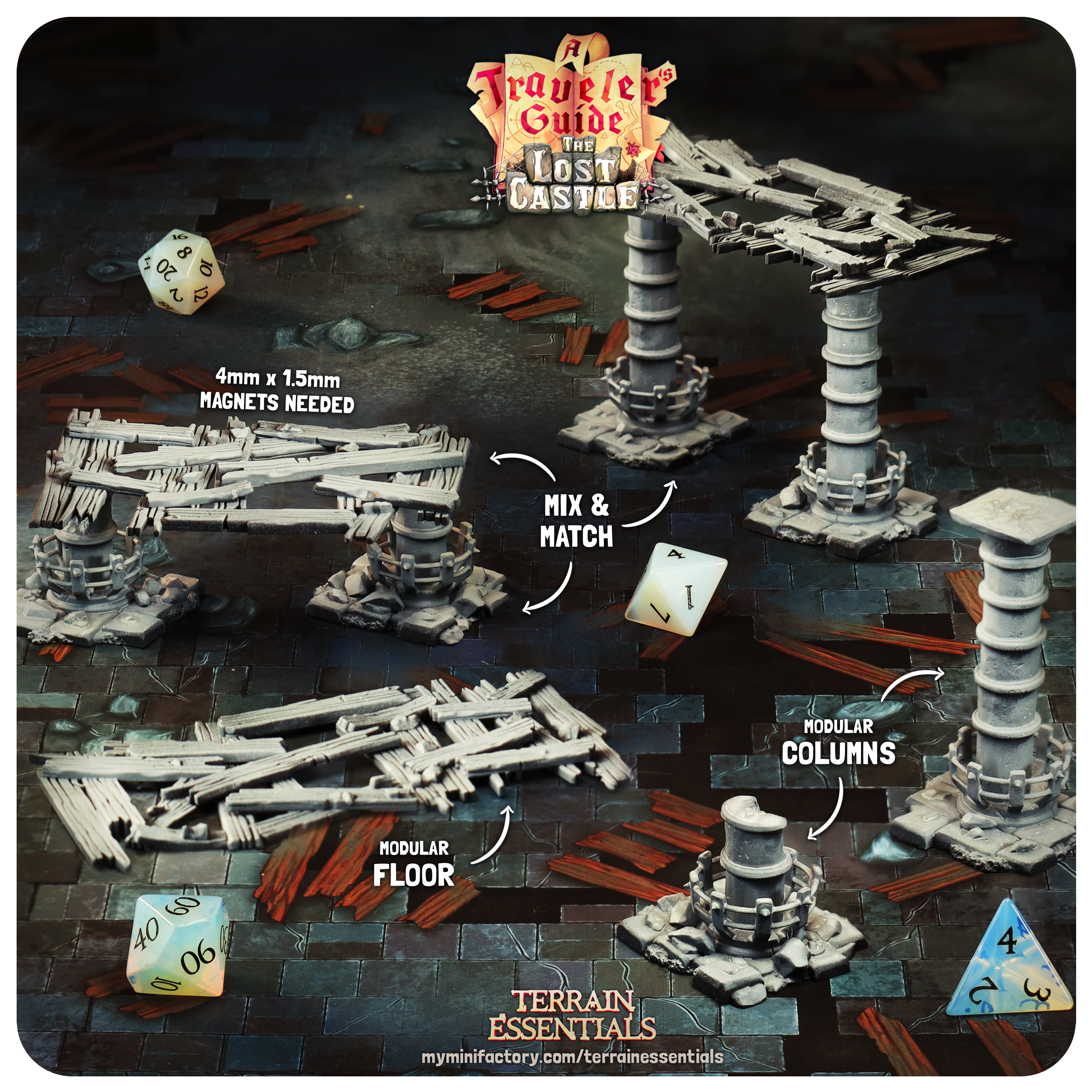 The Lost Castle Terrain - Modular Columns (Pre-Supported)
