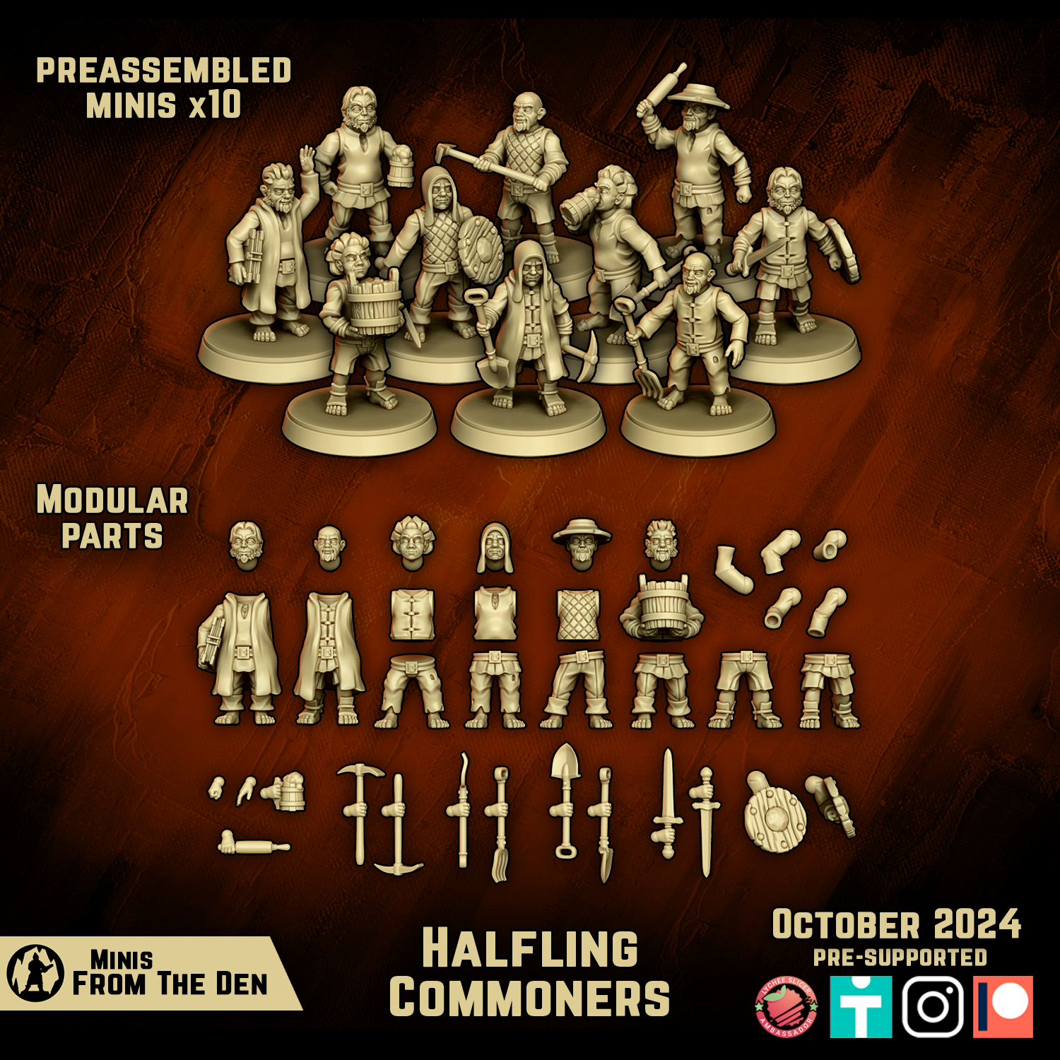 Halfling Commoners - MINIS PACK [MODULAR]