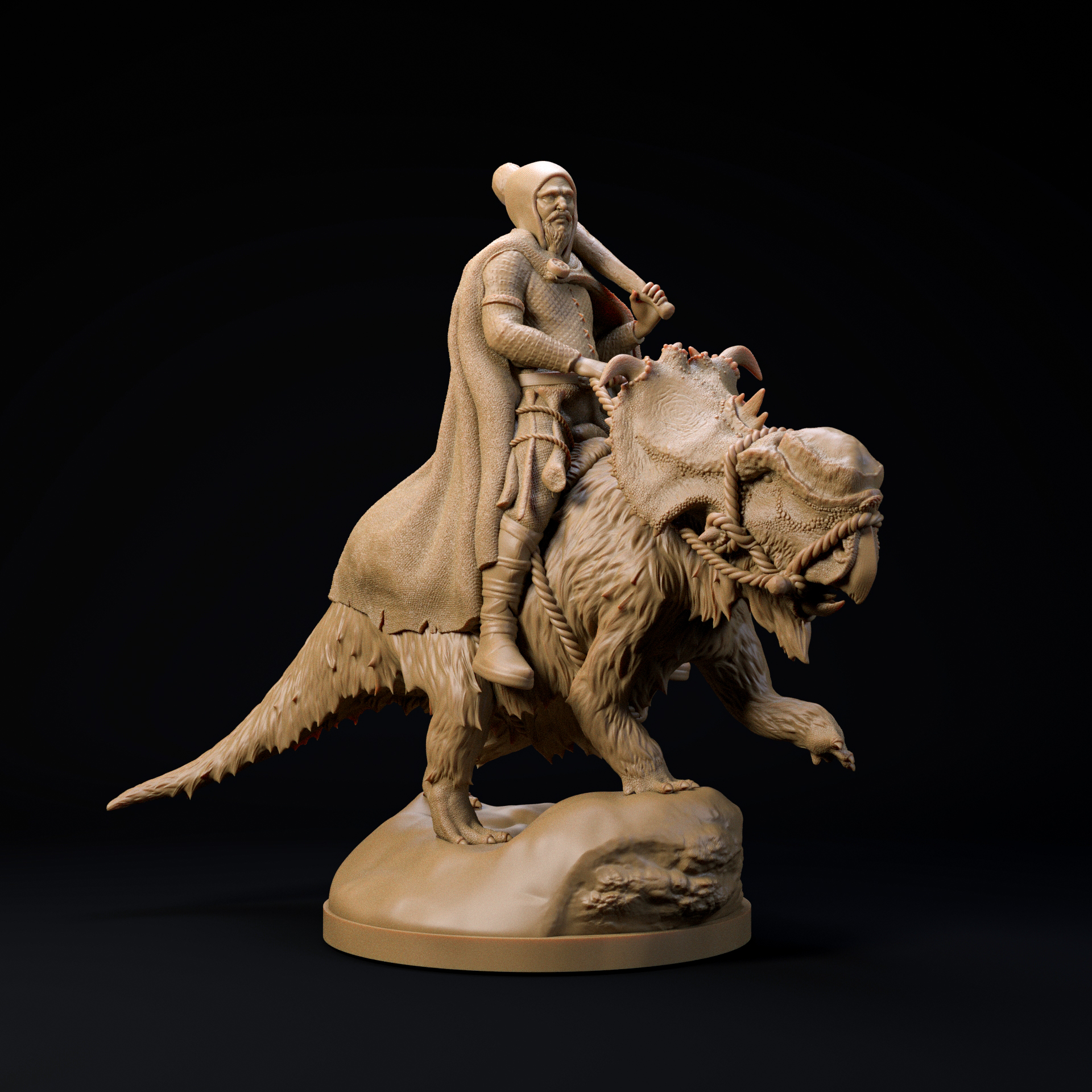 Giant Pachyrhinosaurus rider 32mm scale - pre-supported giant
