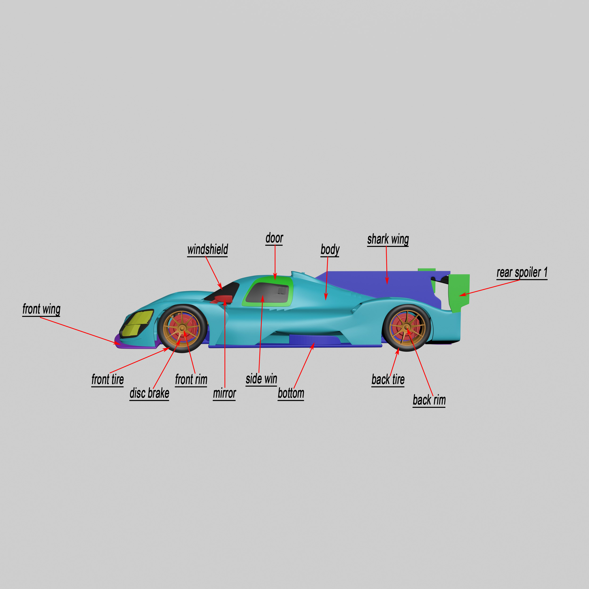 High-Performance Hybrid RaceCar (LMDh) 3D Printable Model - Ready to Print STL Files