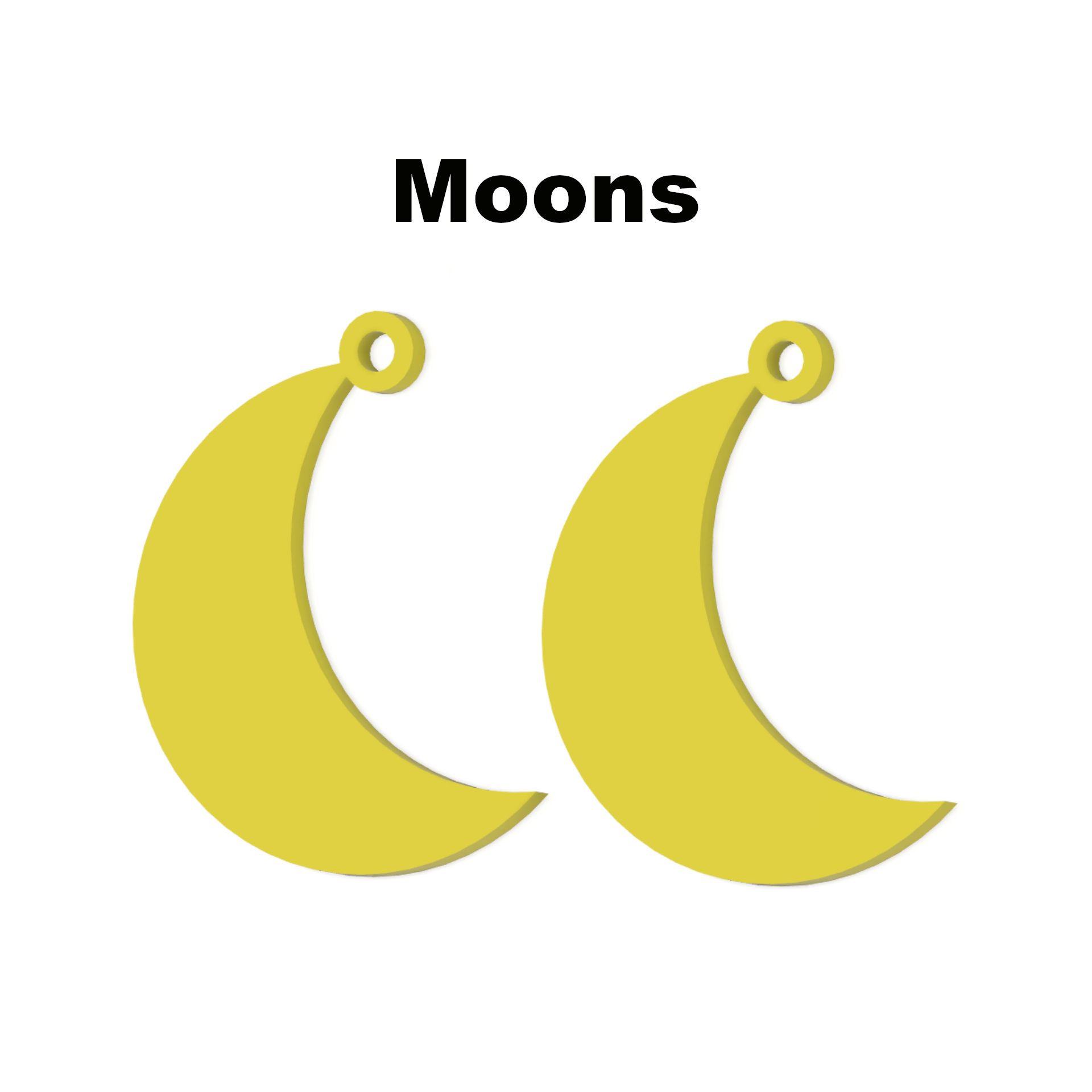 Moon Earrings 3D Printable Design