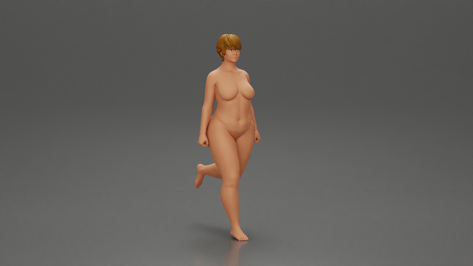 Naked Fat girl training in the gym with dumbbells for leg workouts to lose weight