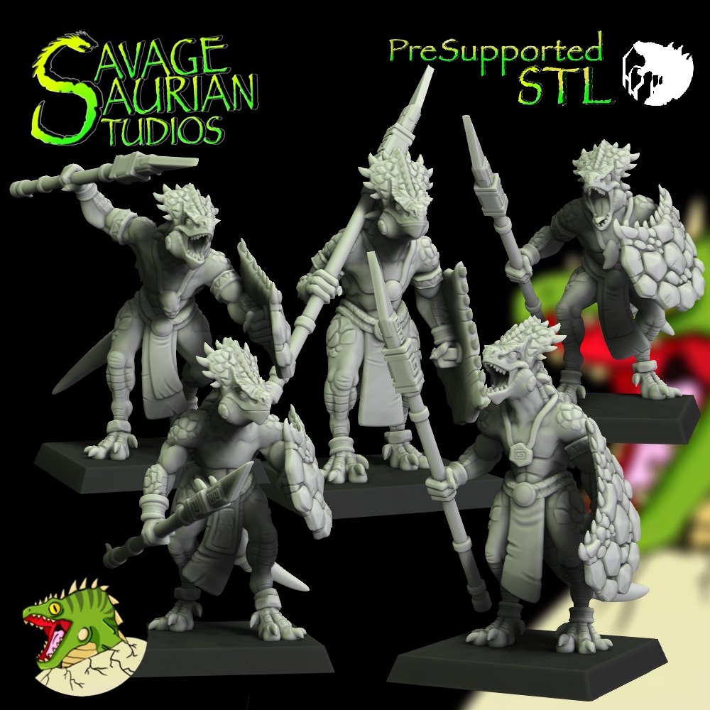 Aztolanni Iguanisaur Spear Warriors - Lizardmen