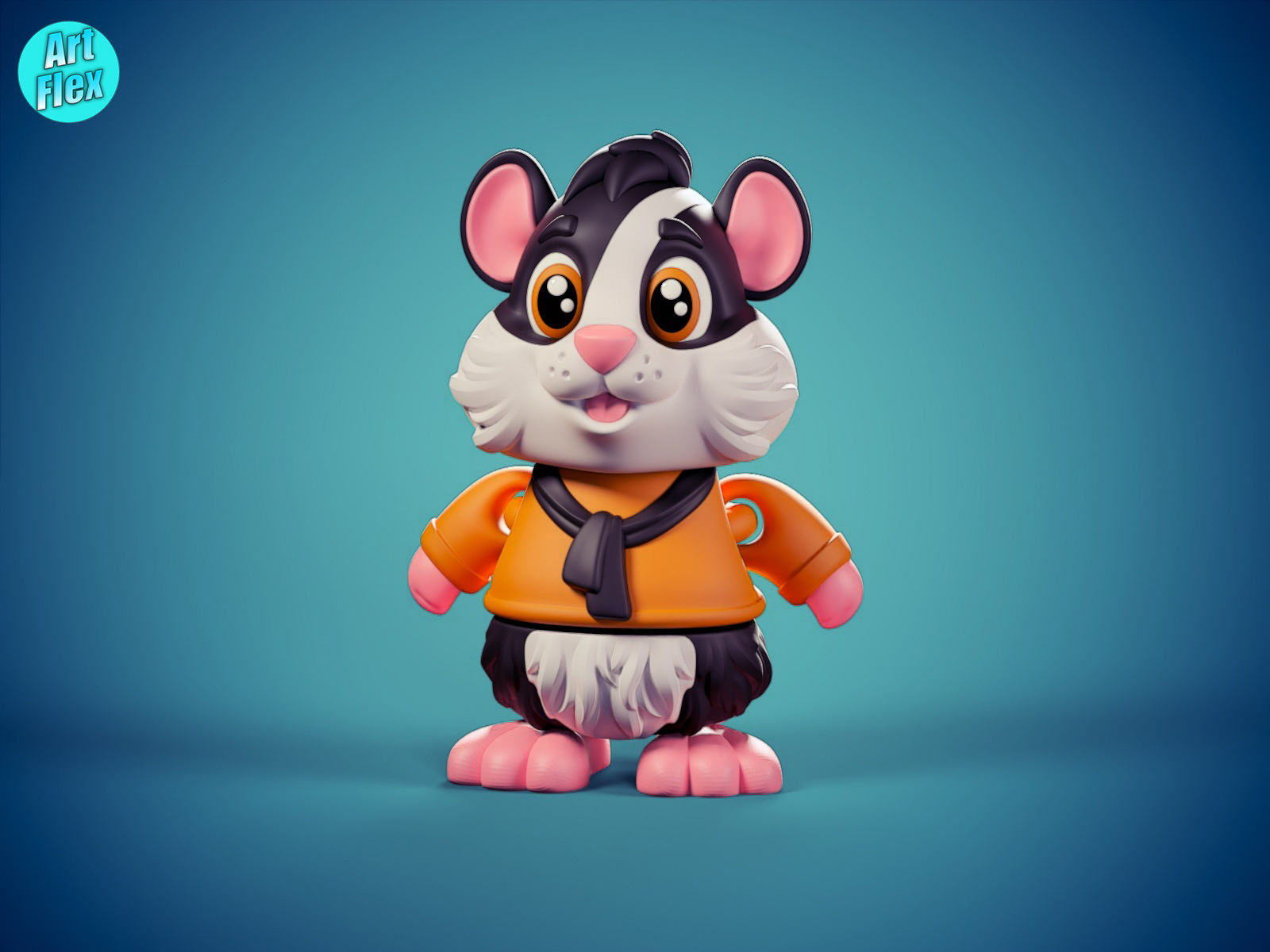 Flexi Hamster Print In Place Multicolor 3MF and STL