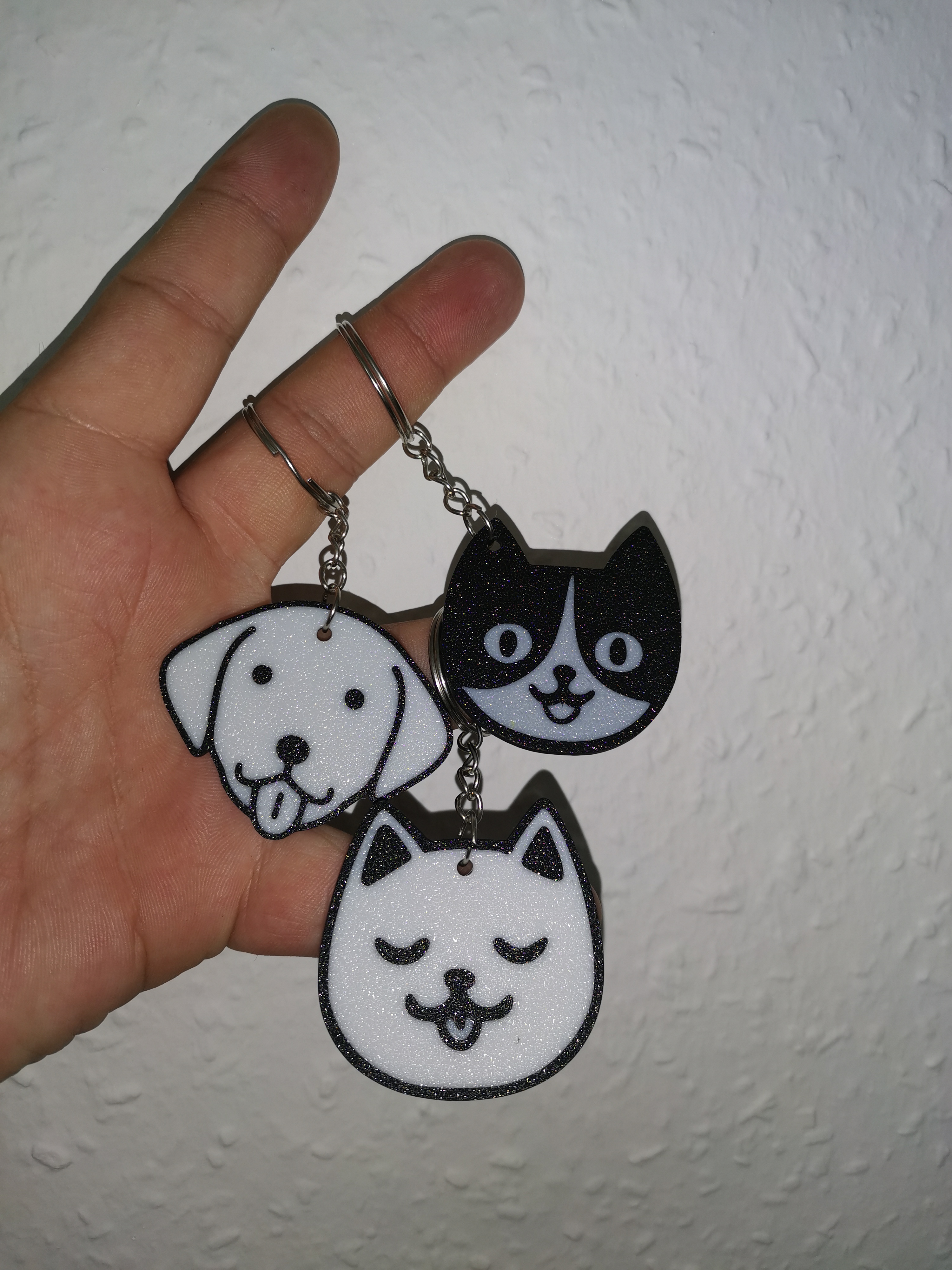 Cute multicolor dog and cat keychain